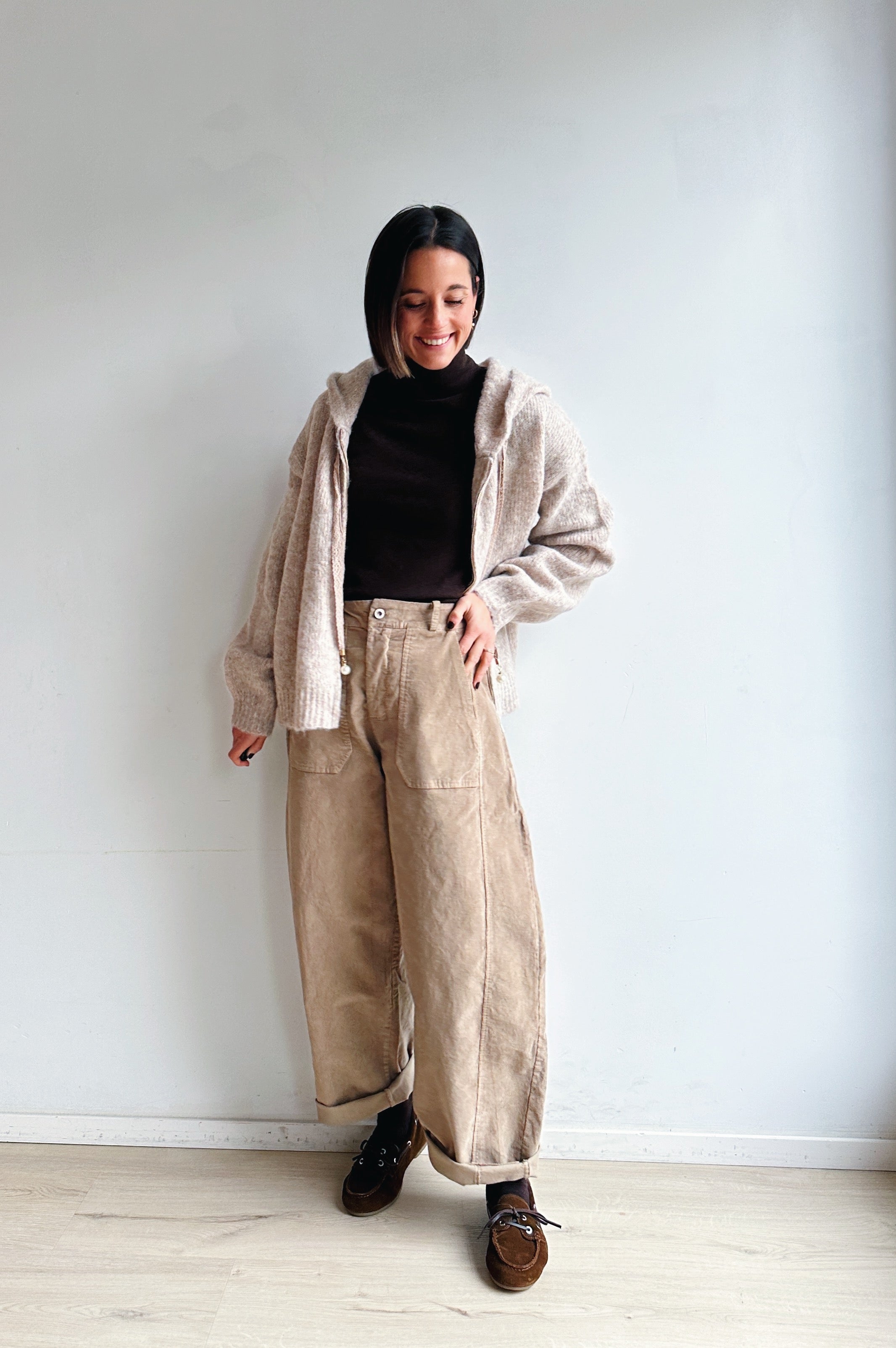 Bo barrel jeans beige corduroy