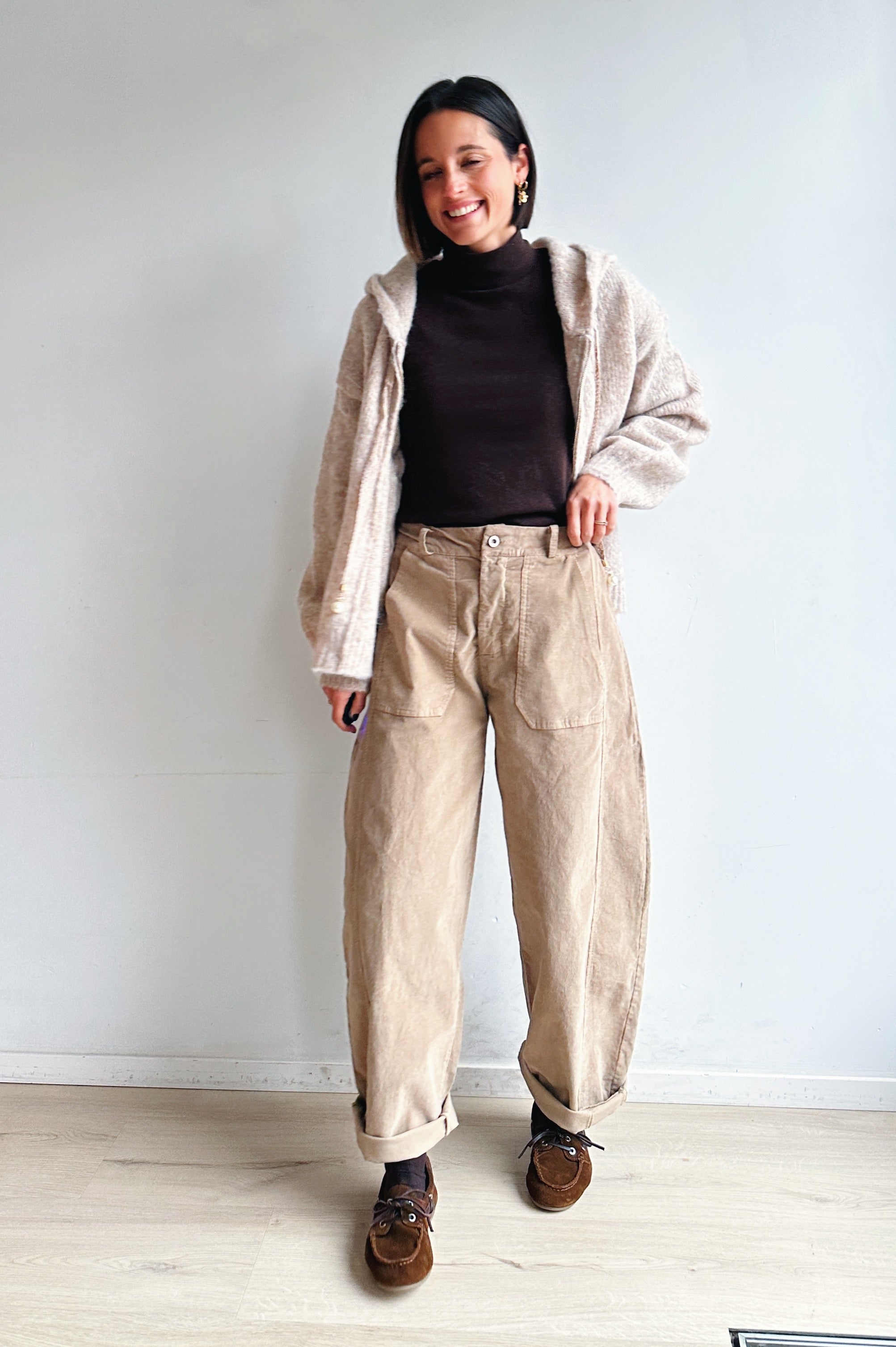 Bo barrel jeans beige corduroy