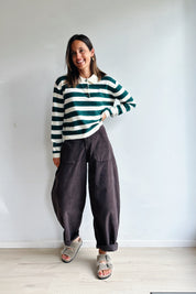 Bo barrel jeans bruin corduroy