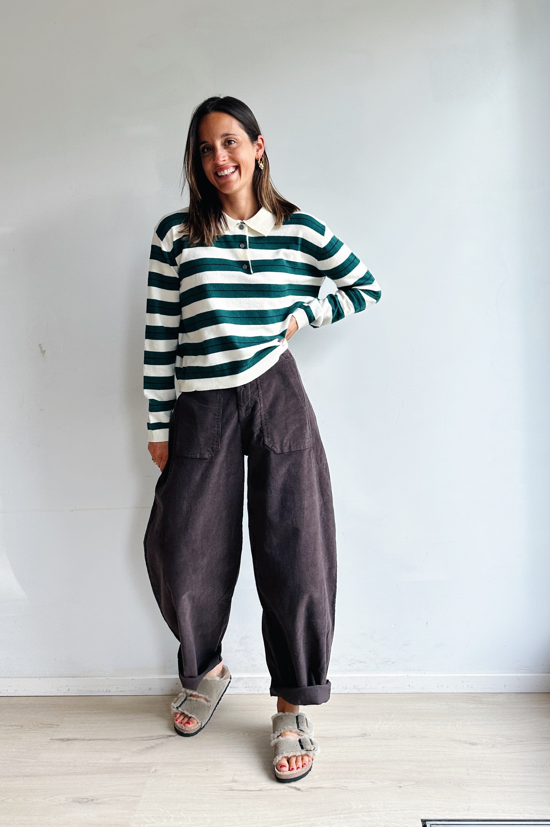 Bo barrel jeans bruin corduroy