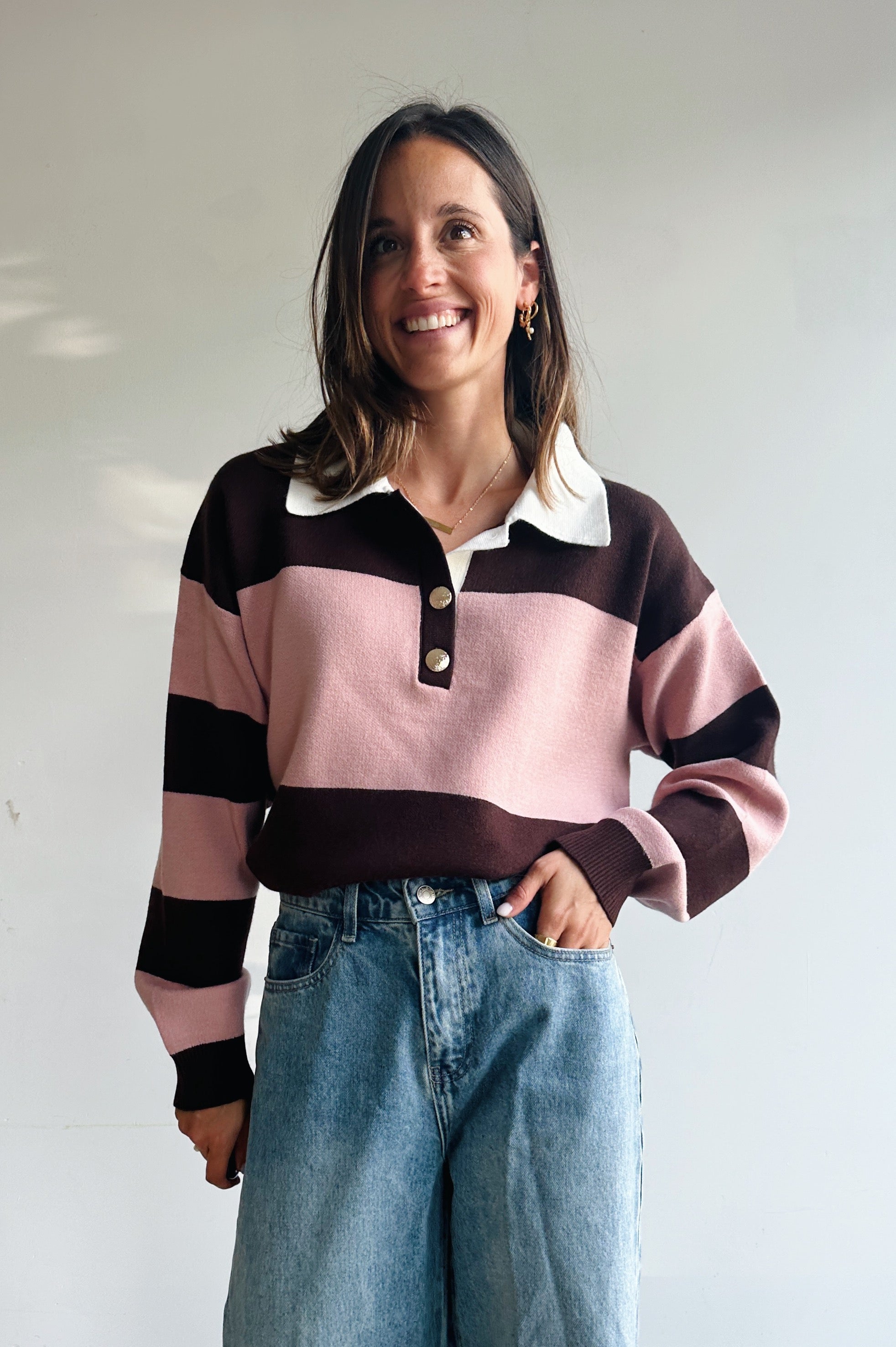 Olivia pull bruin roze
