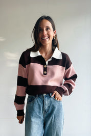 Olivia pull bruin roze