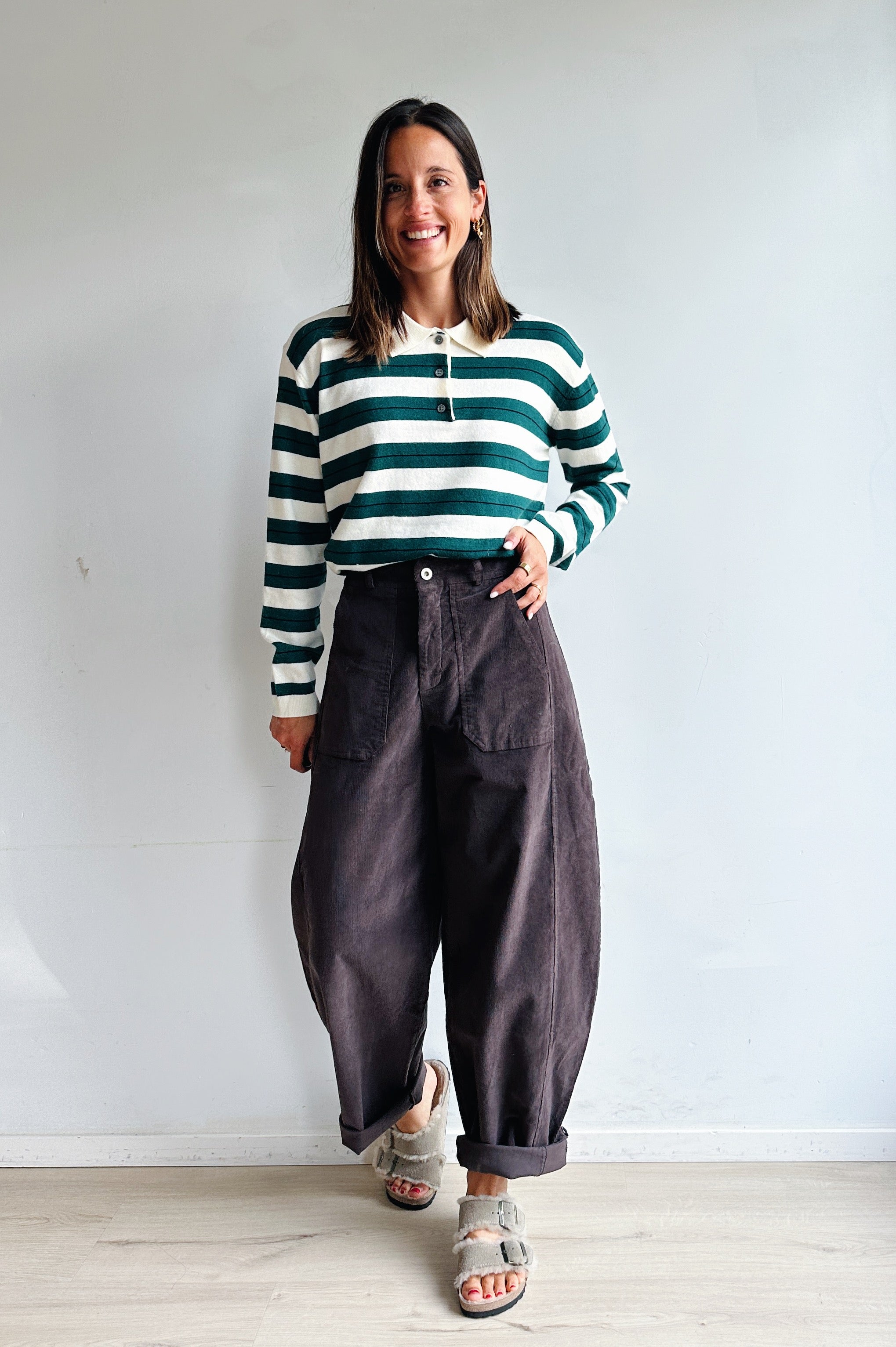 Bo barrel jeans bruin corduroy
