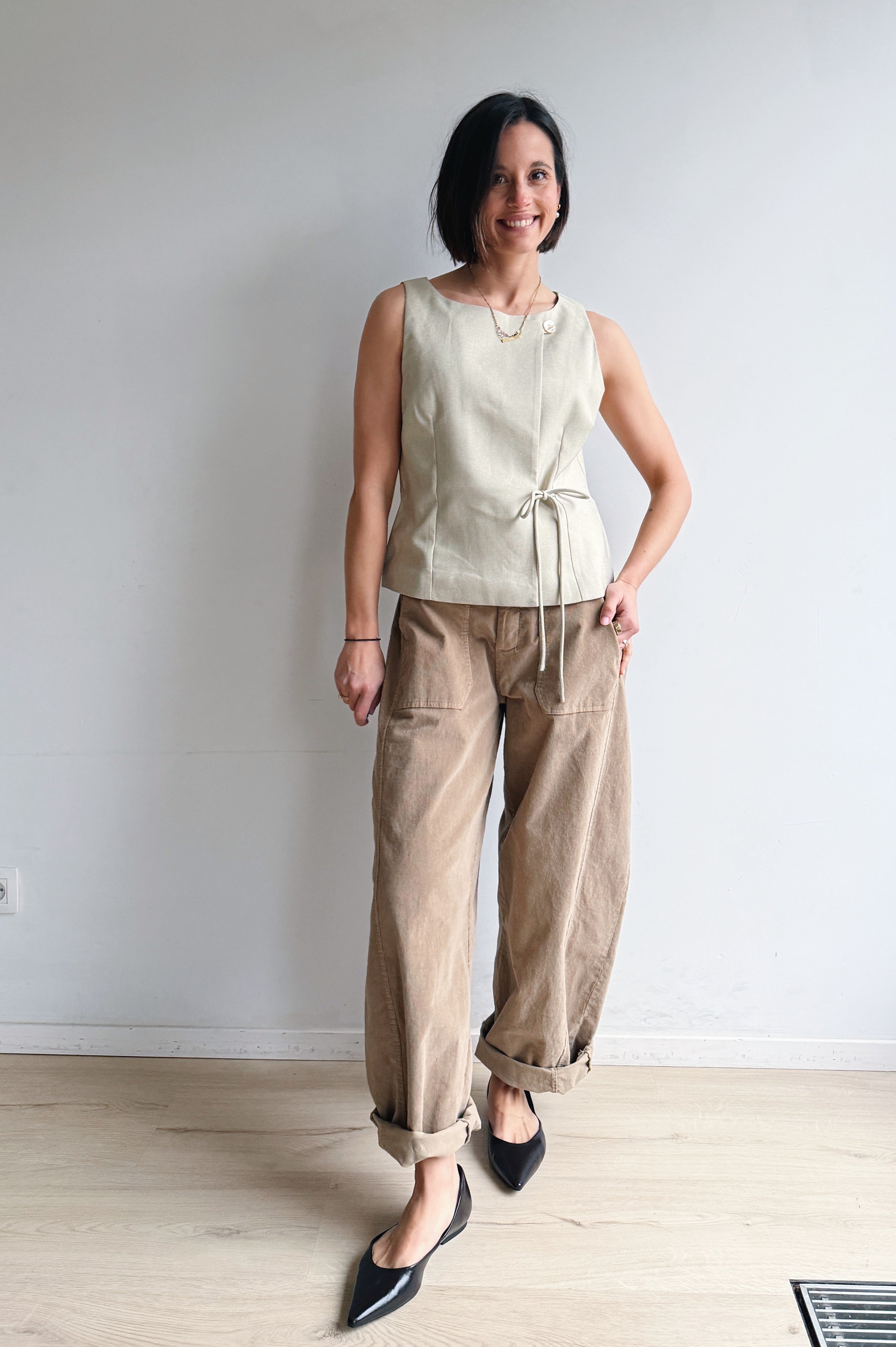 Bo barrel beige corduroy