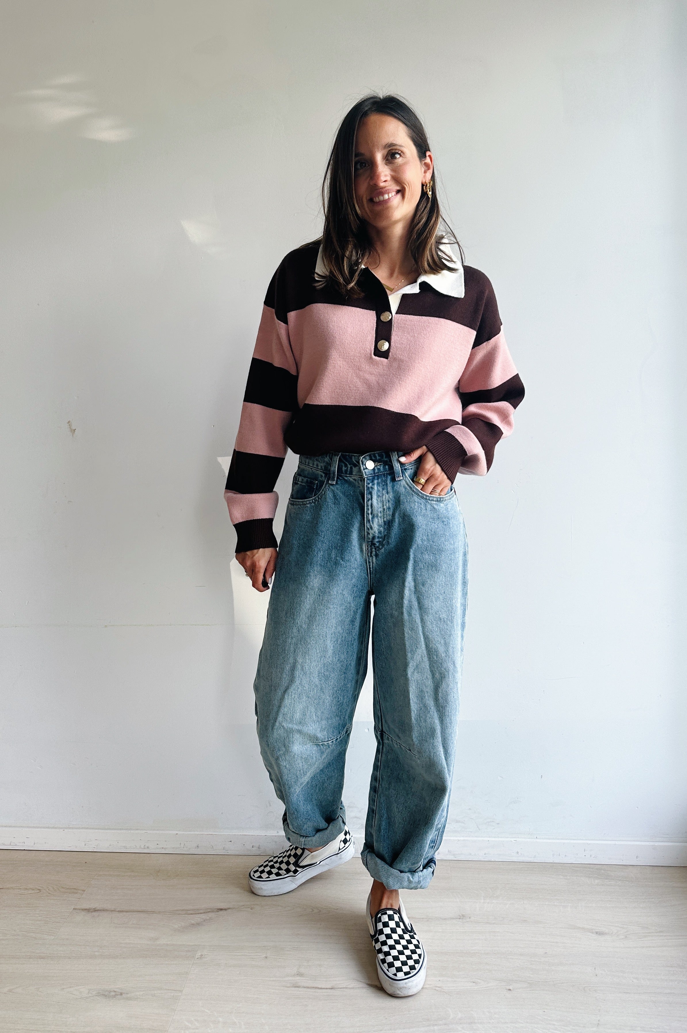 Olivia pull bruin roze