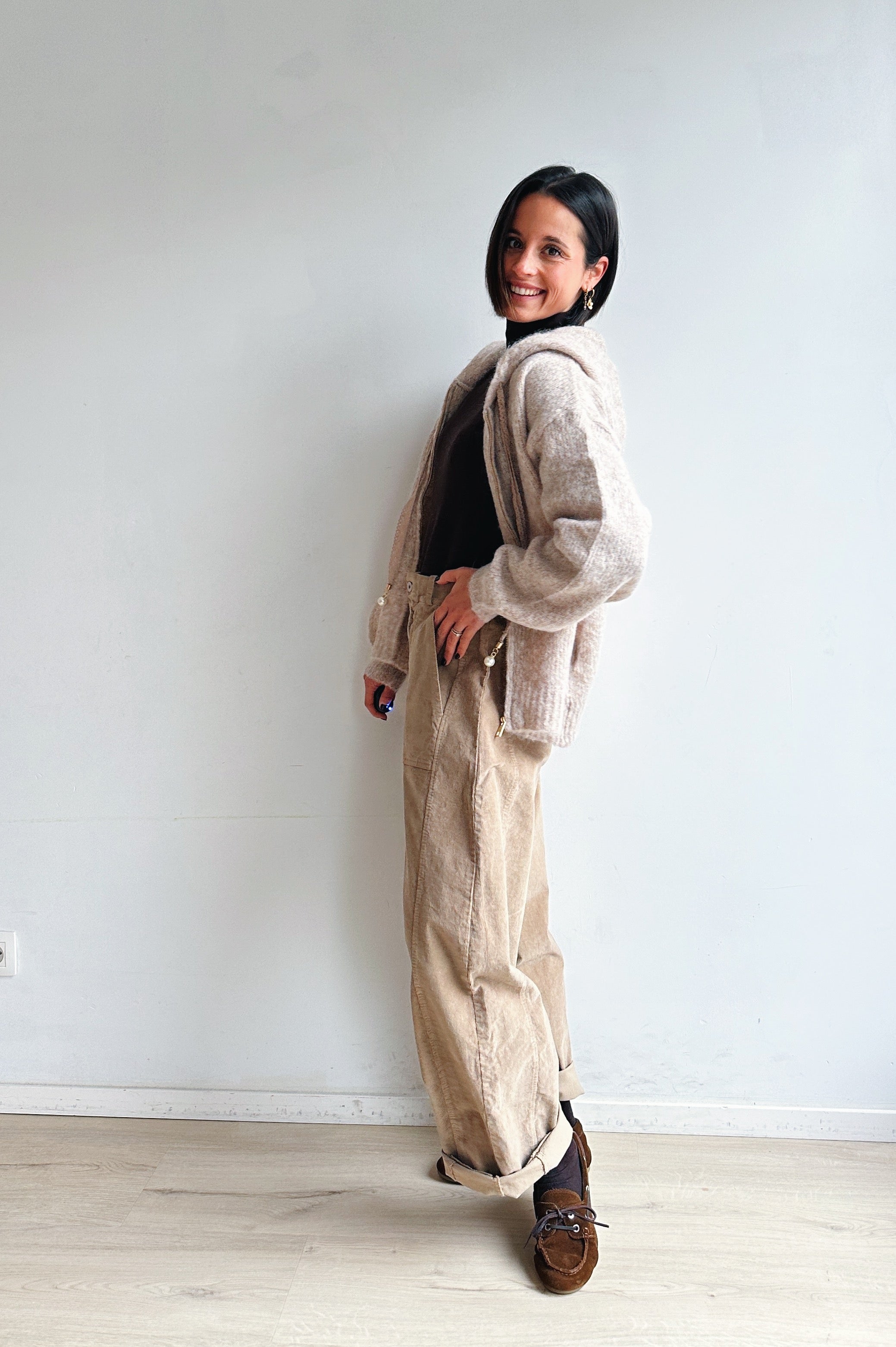 Bo barrel jeans beige corduroy