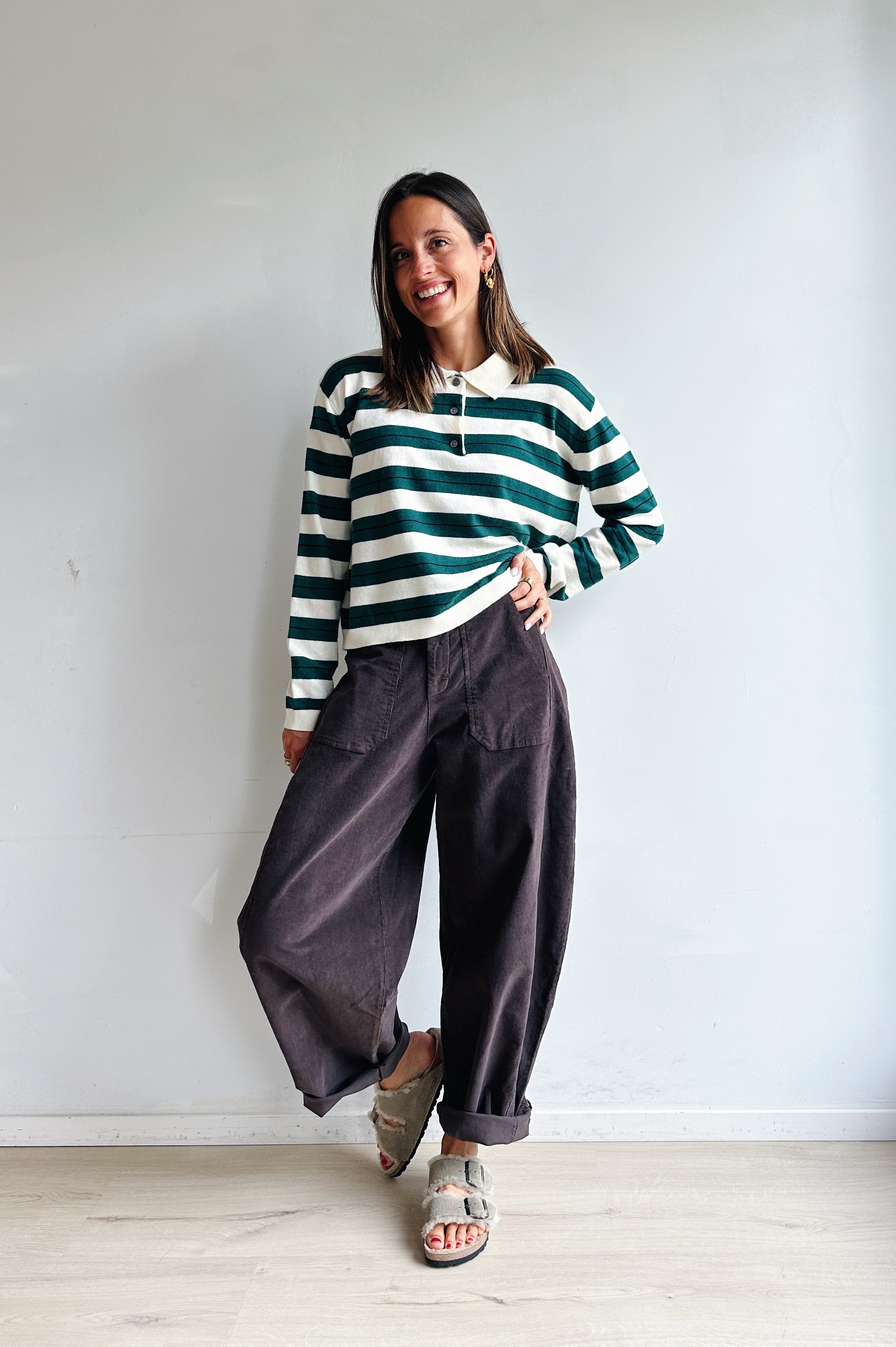 Bo barrel jeans bruin corduroy