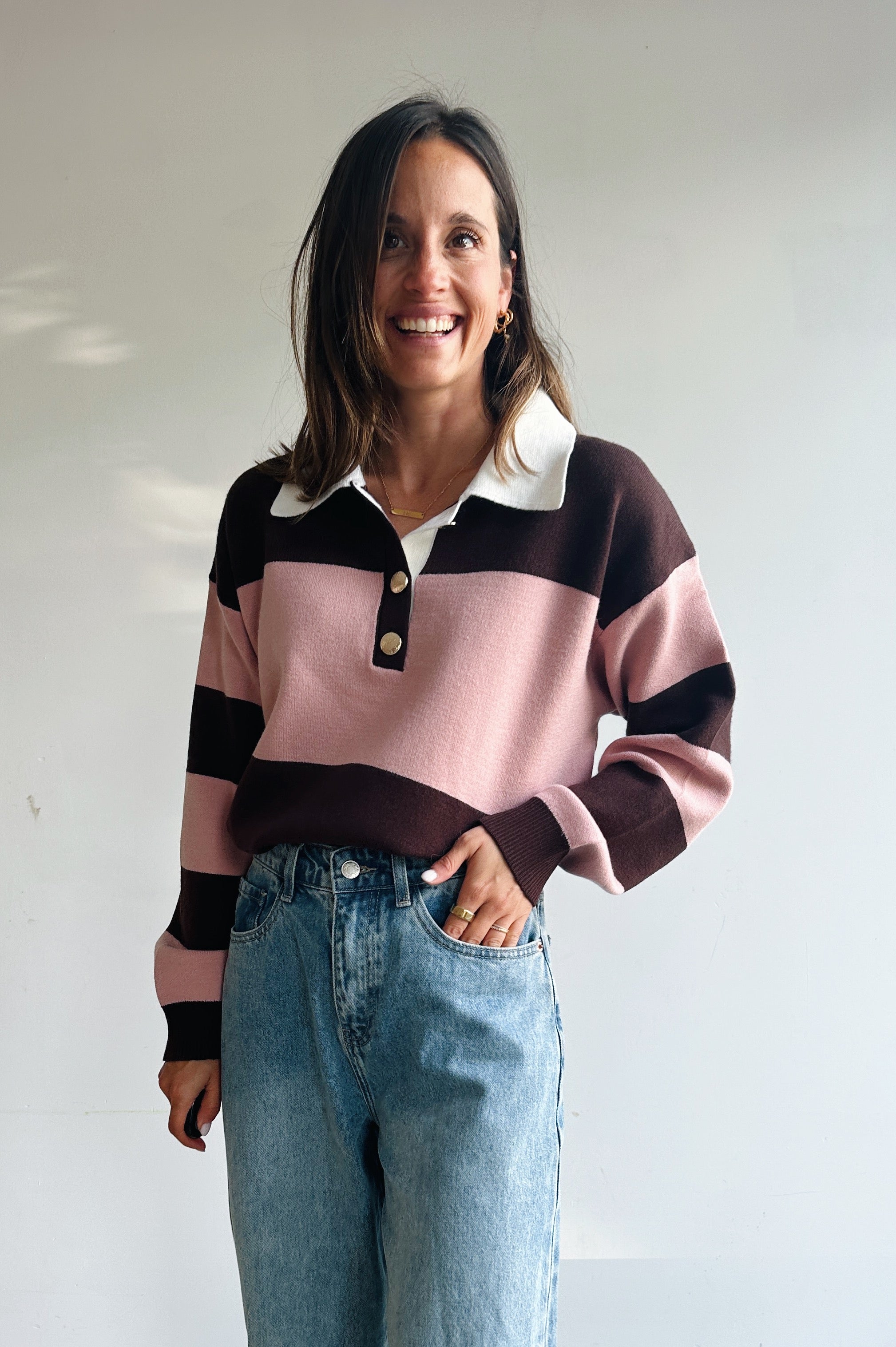 Olivia pull bruin roze