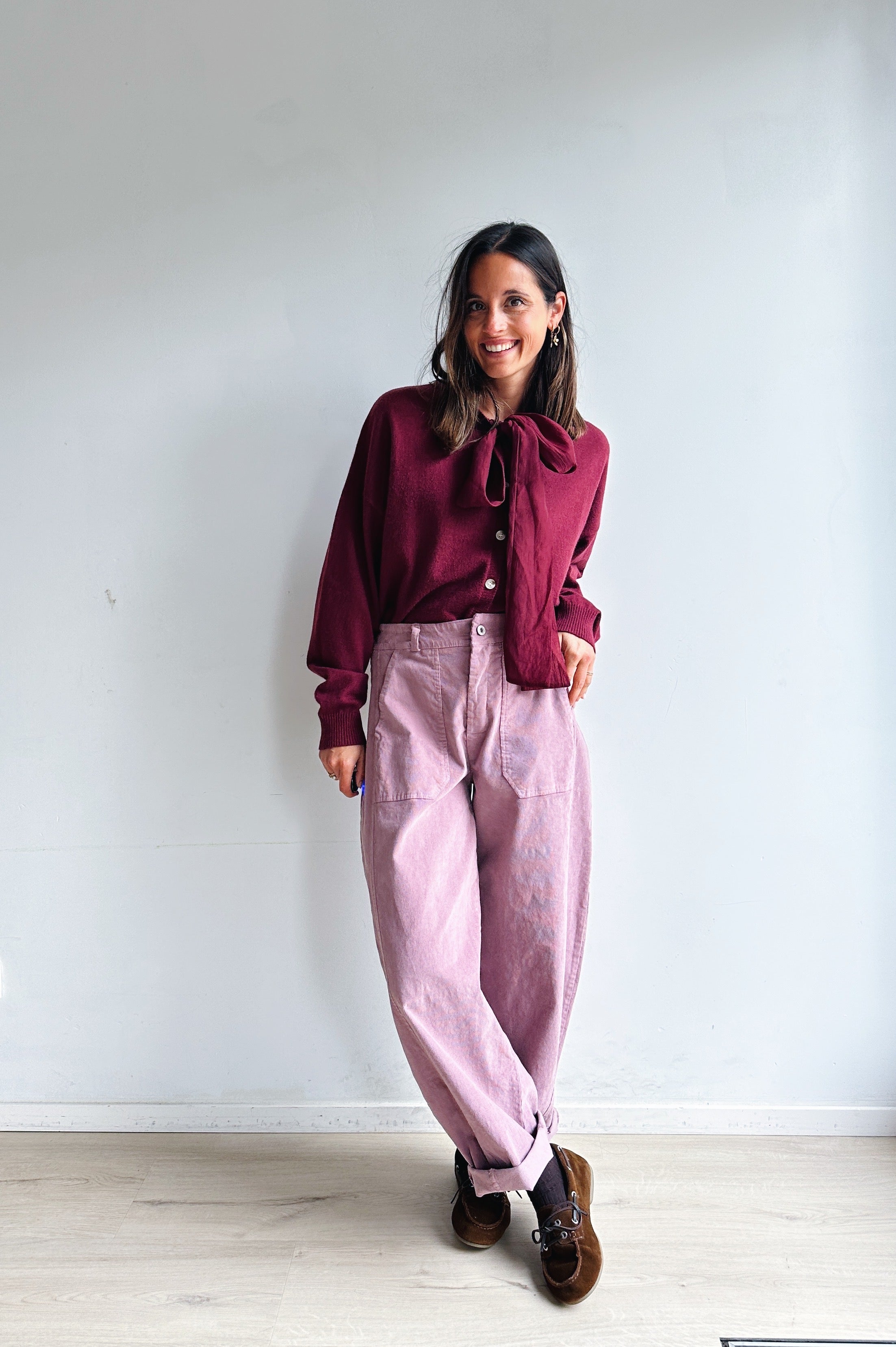 Bo barrel jeans roze corduroy