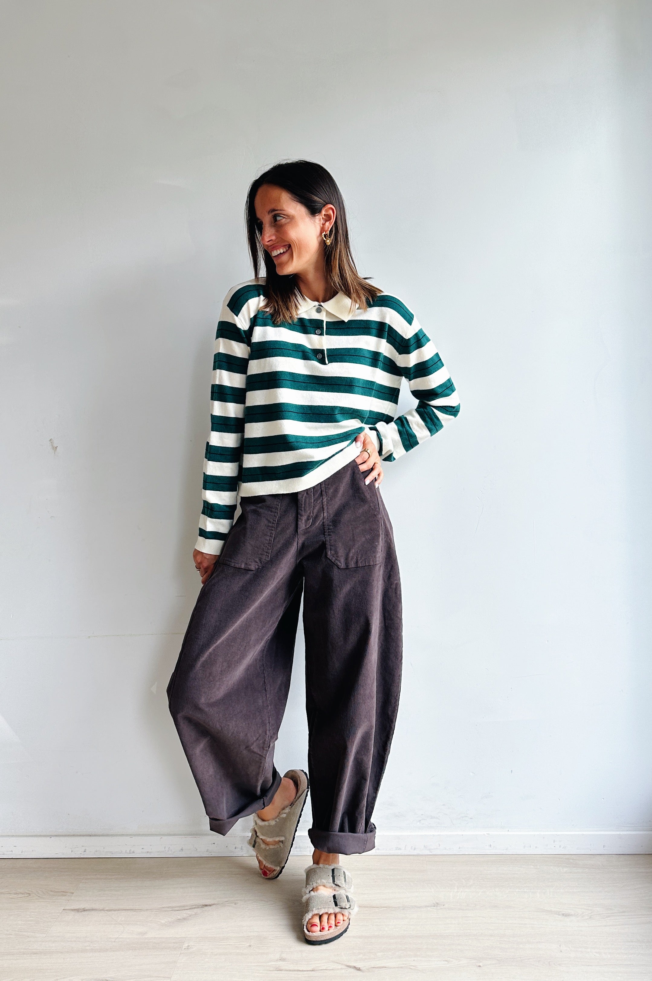 Bo barrel jeans bruin corduroy