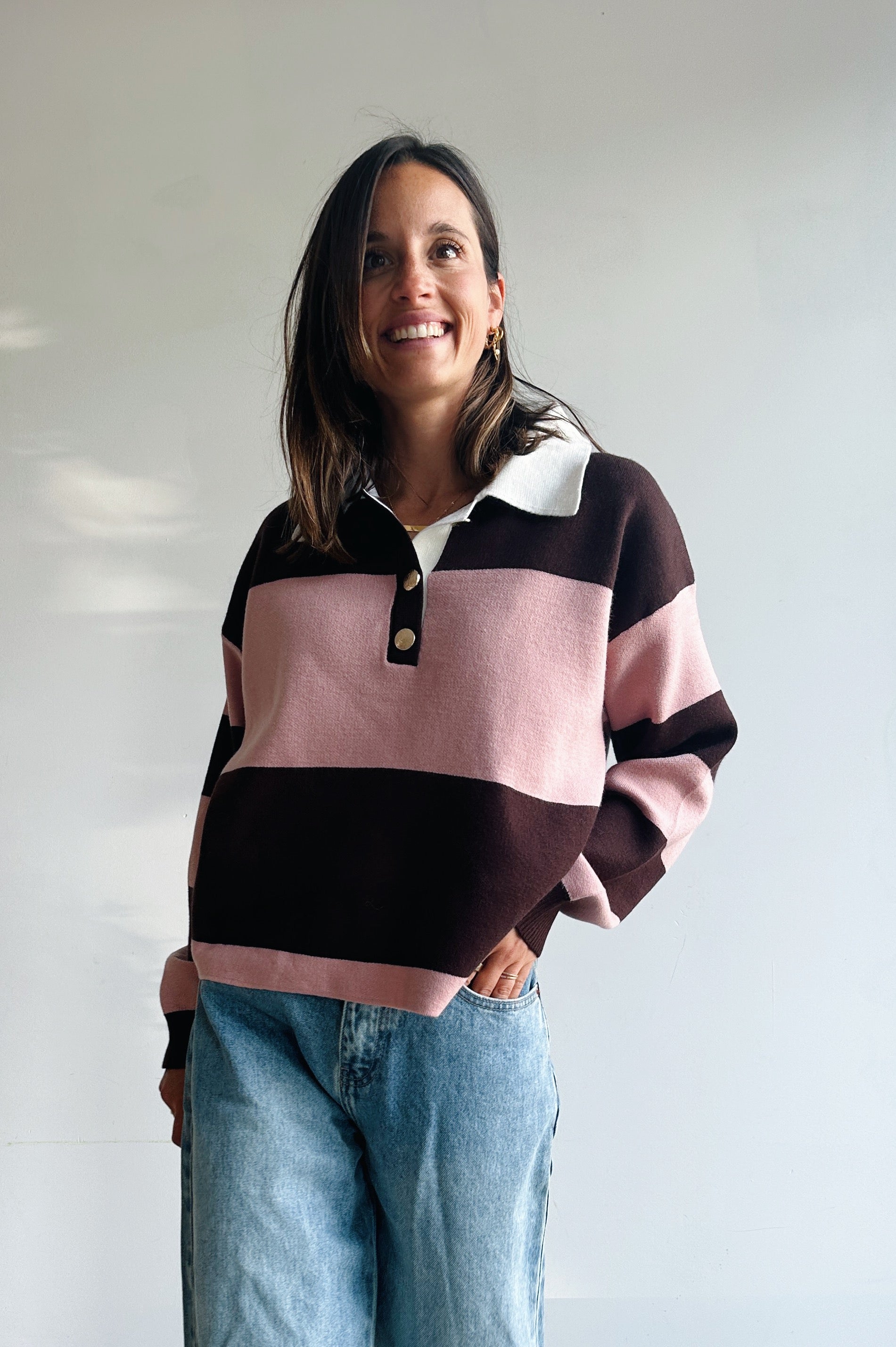 Olivia pull bruin roze