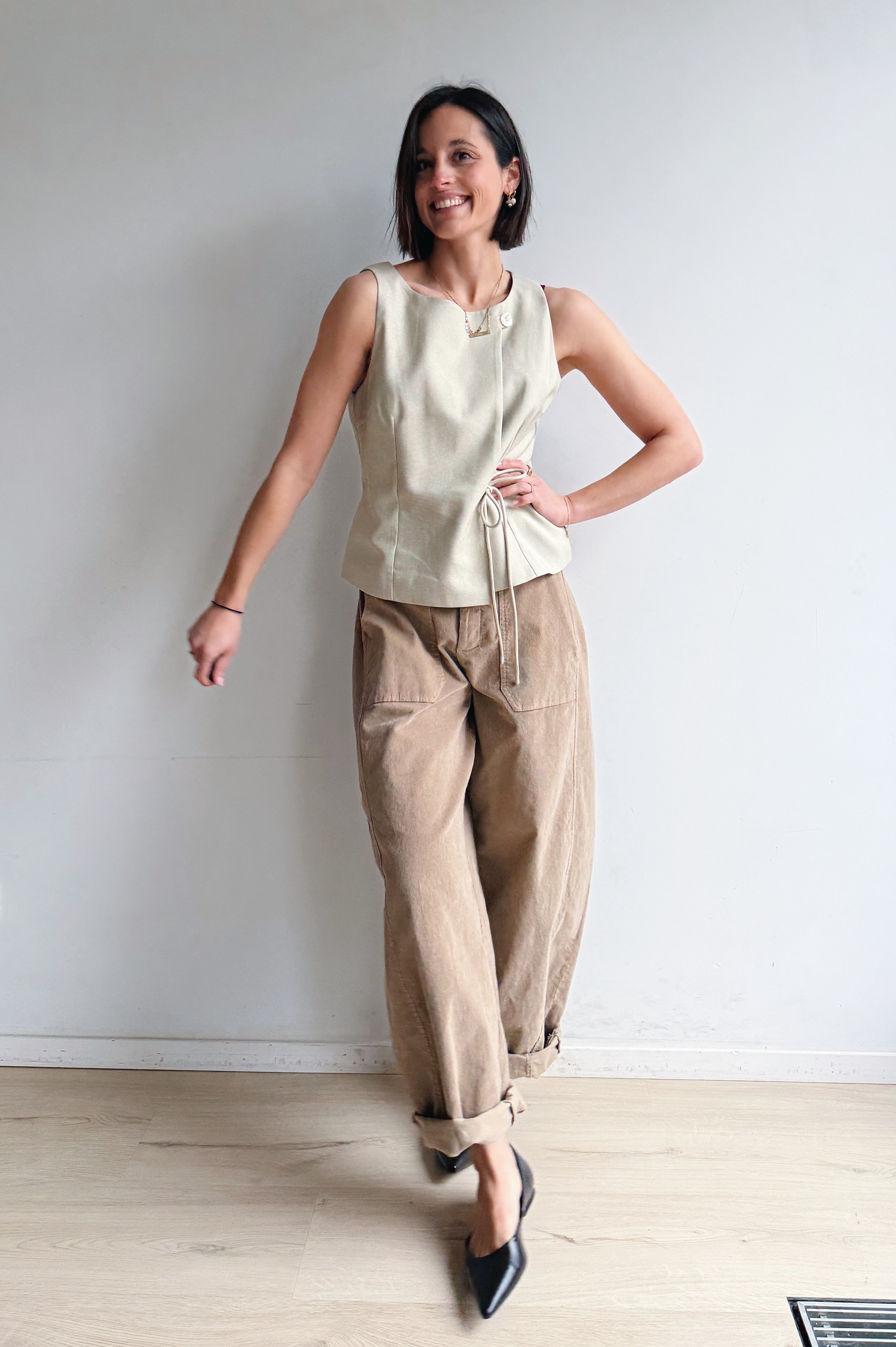 Bo barrel beige corduroy