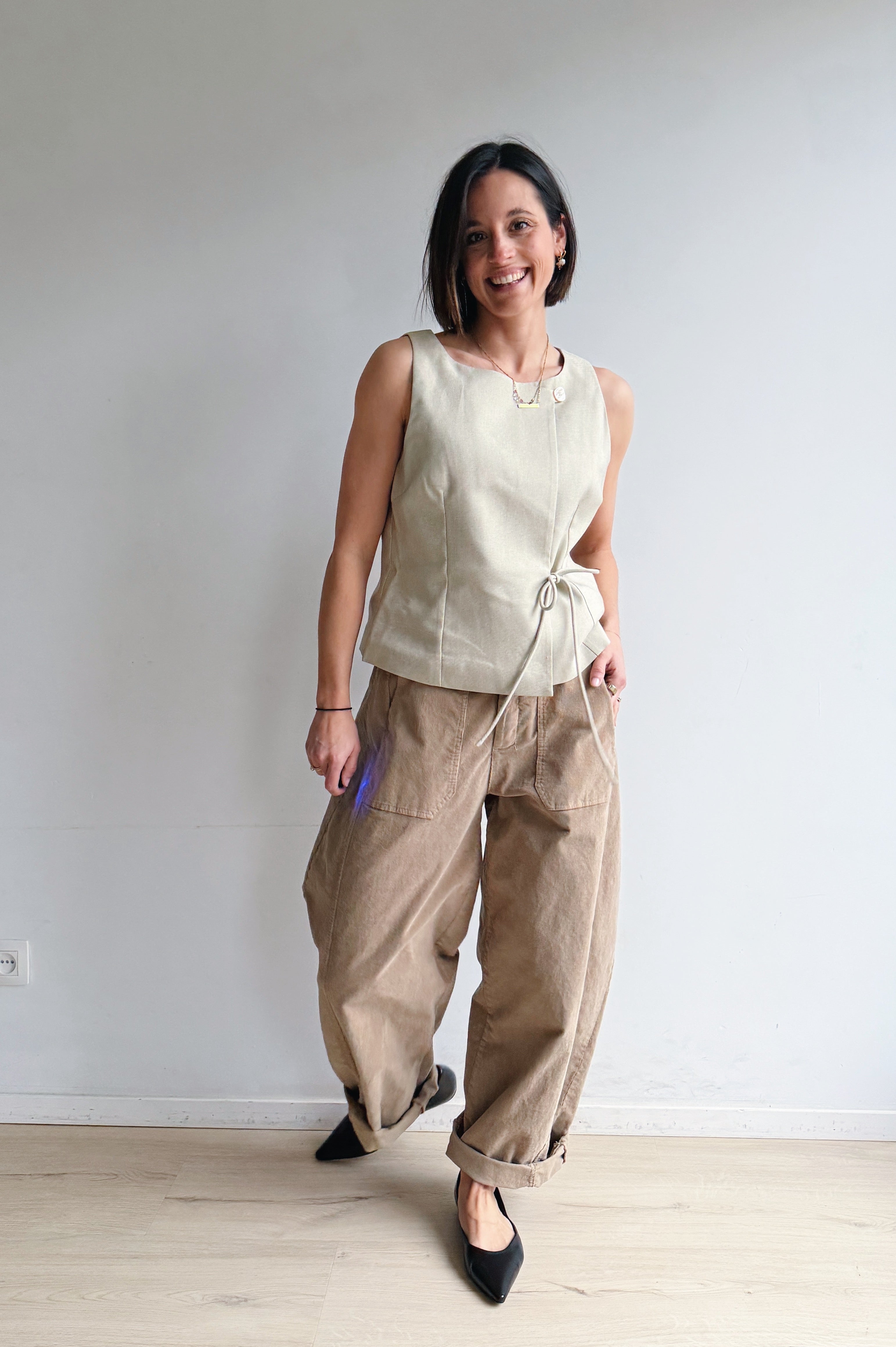 Bo barrel beige corduroy