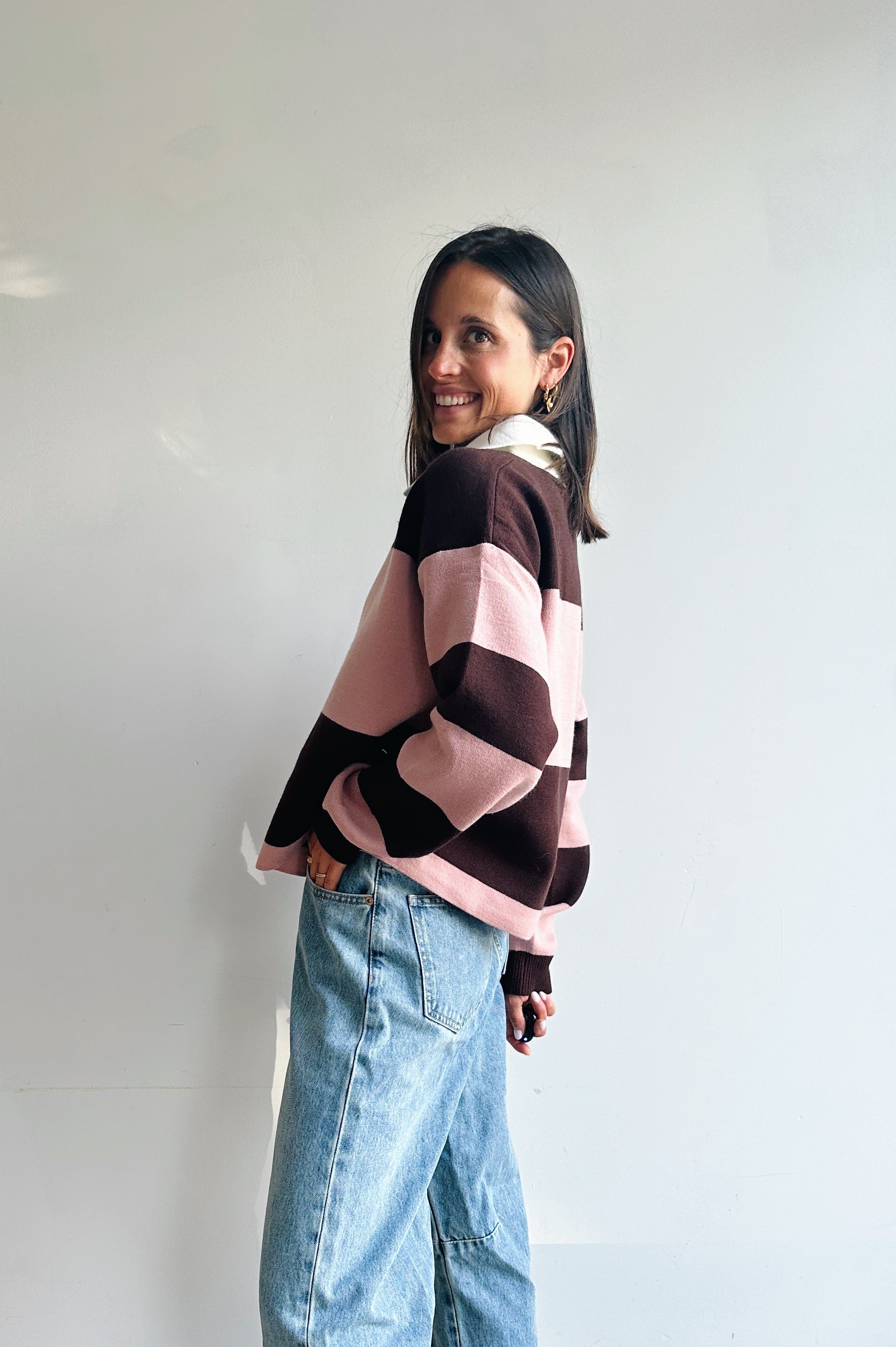 Olivia pull bruin roze
