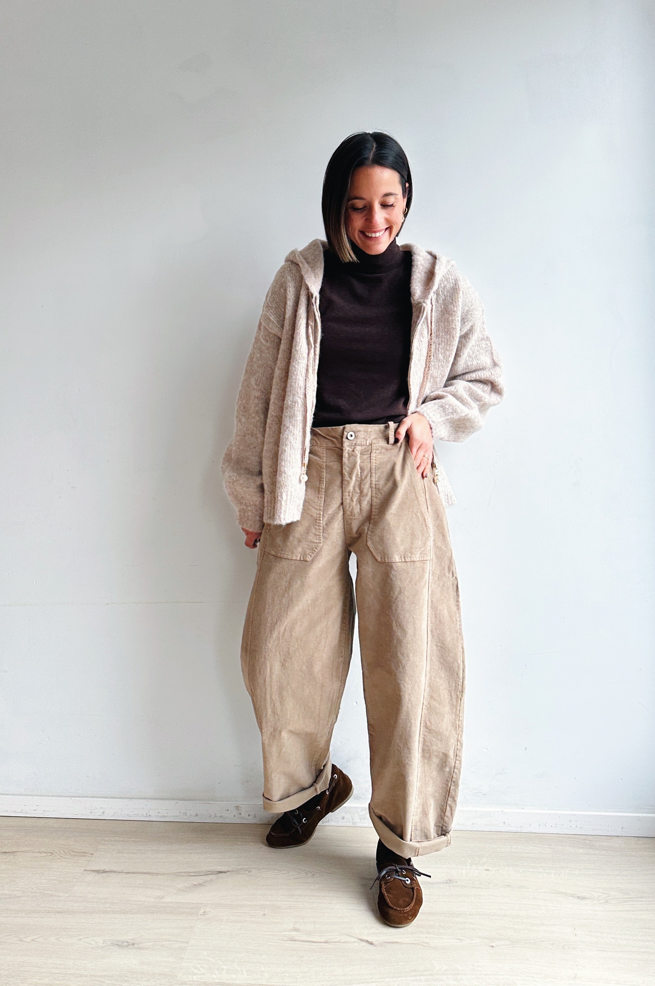 Bo barrel jeans beige corduroy