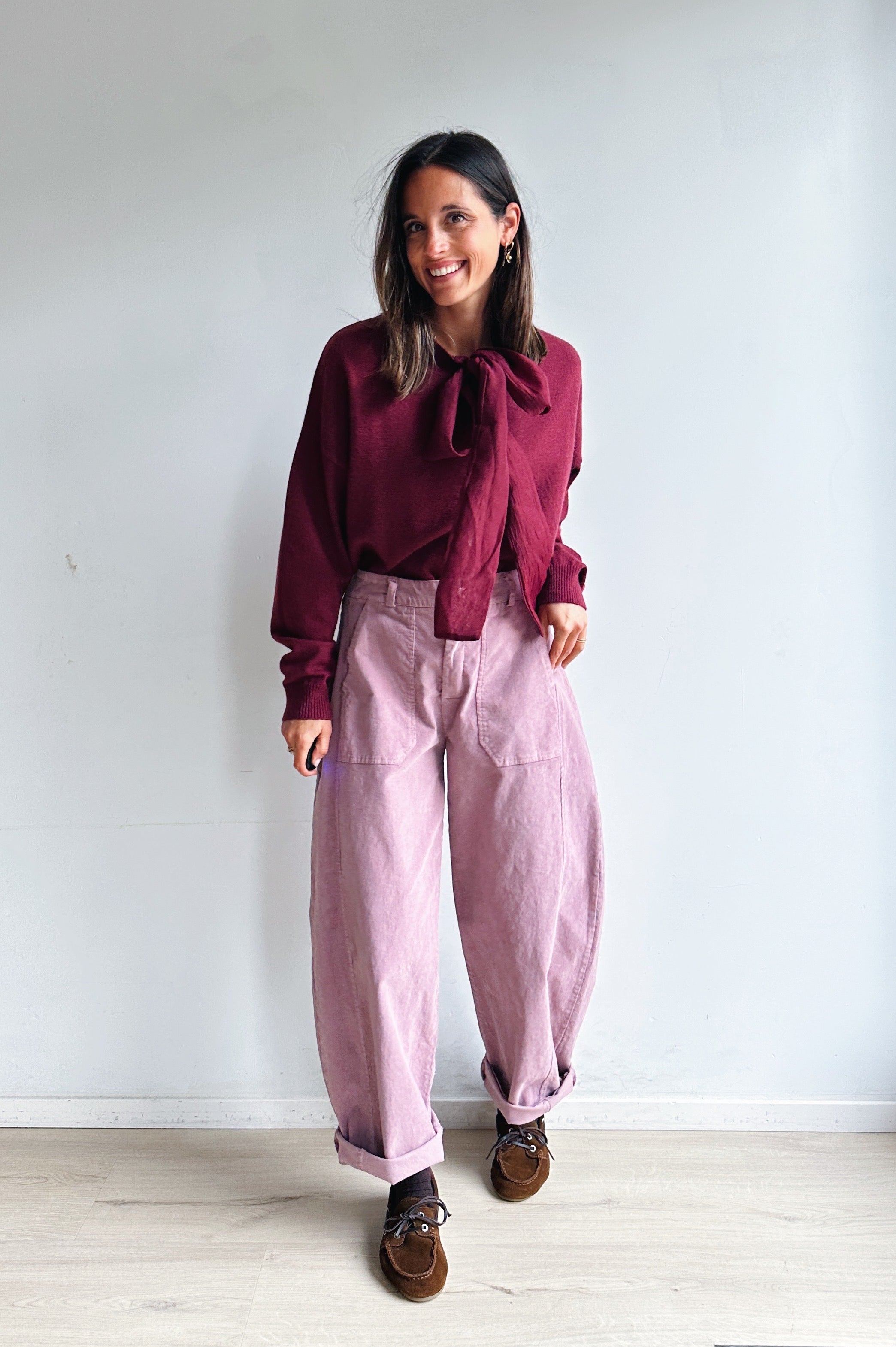 Bo barrel jeans roze corduroy