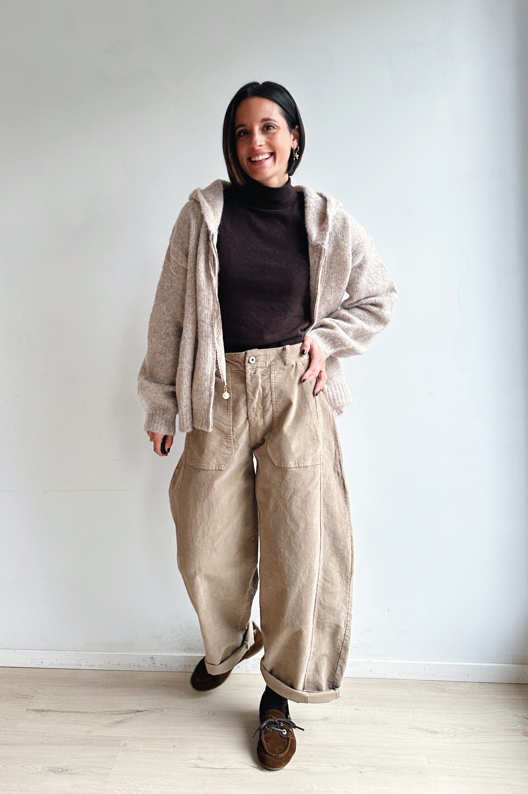 Bo barrel jeans beige corduroy