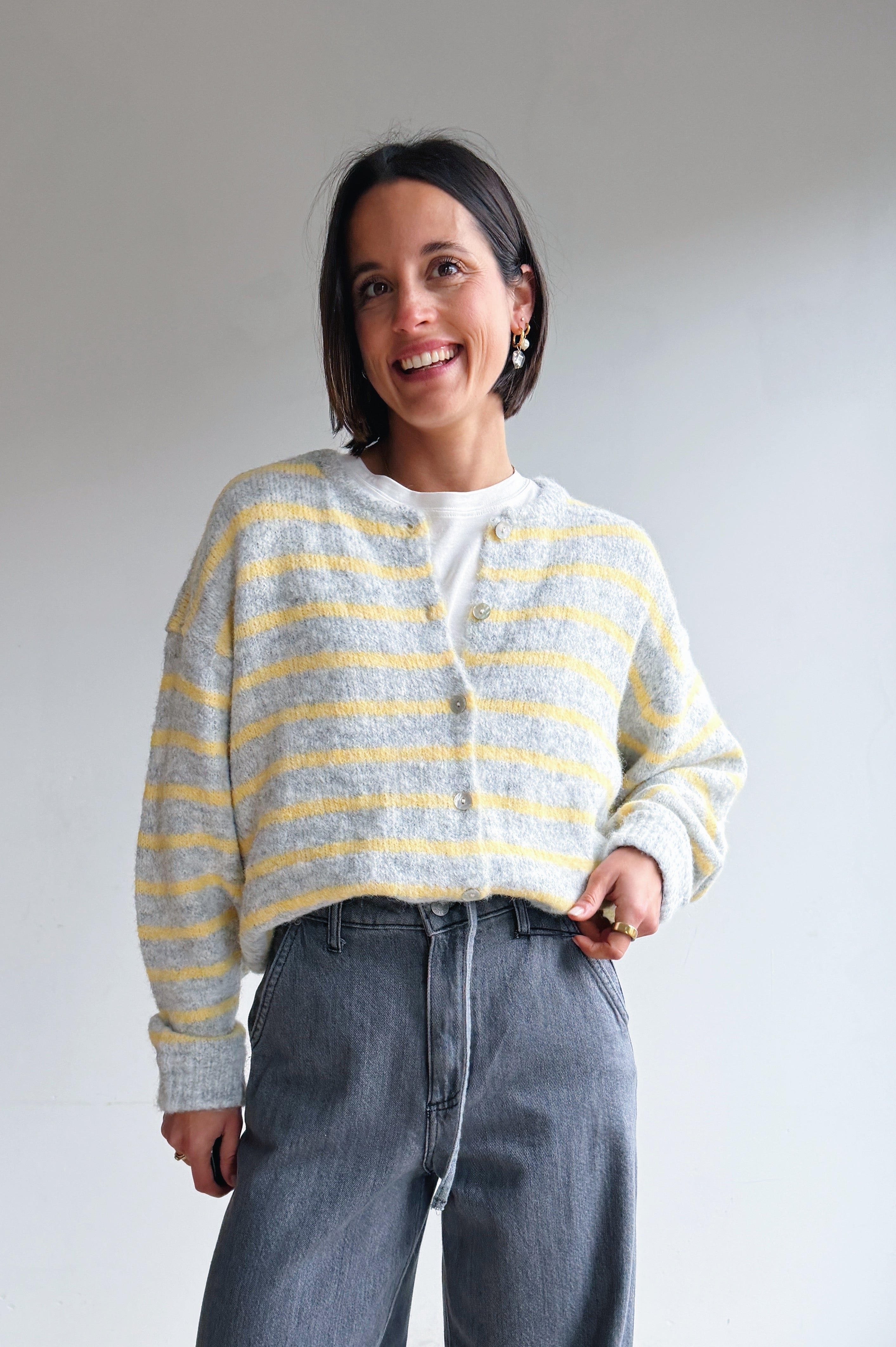 Vicky gilet grijs/geel