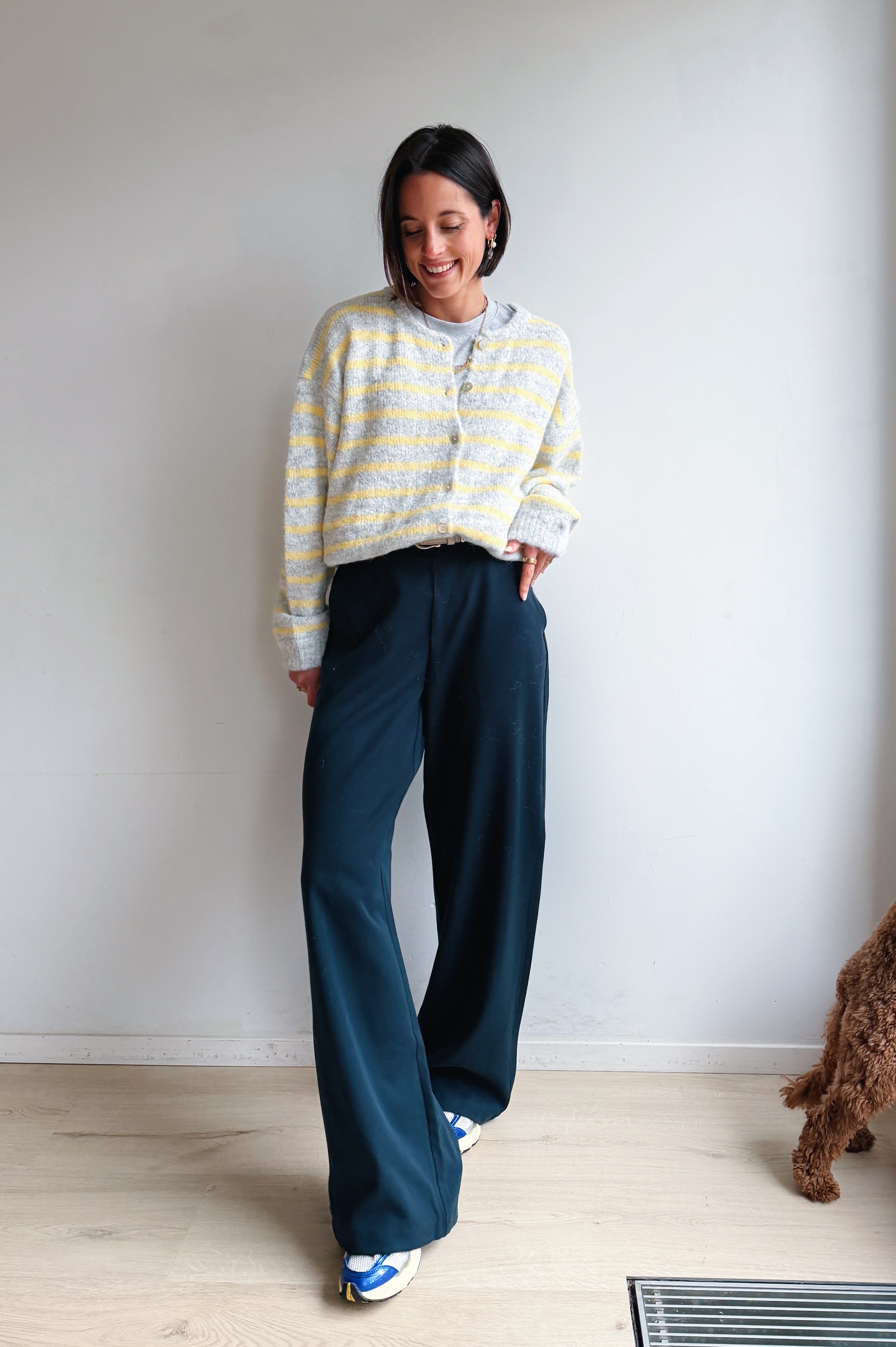 Vicky gilet grijs/geel