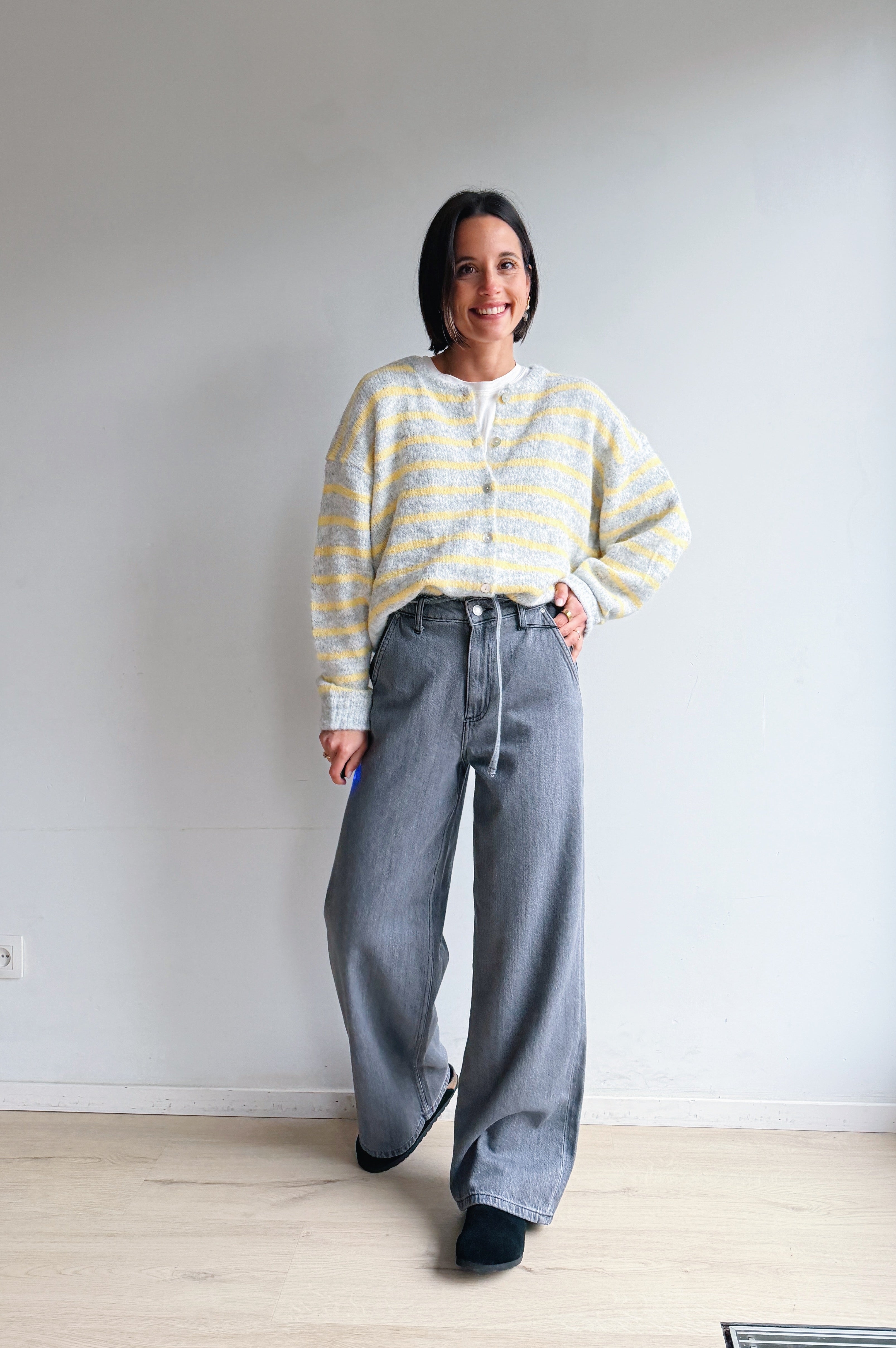 Vicky gilet grijs/geel