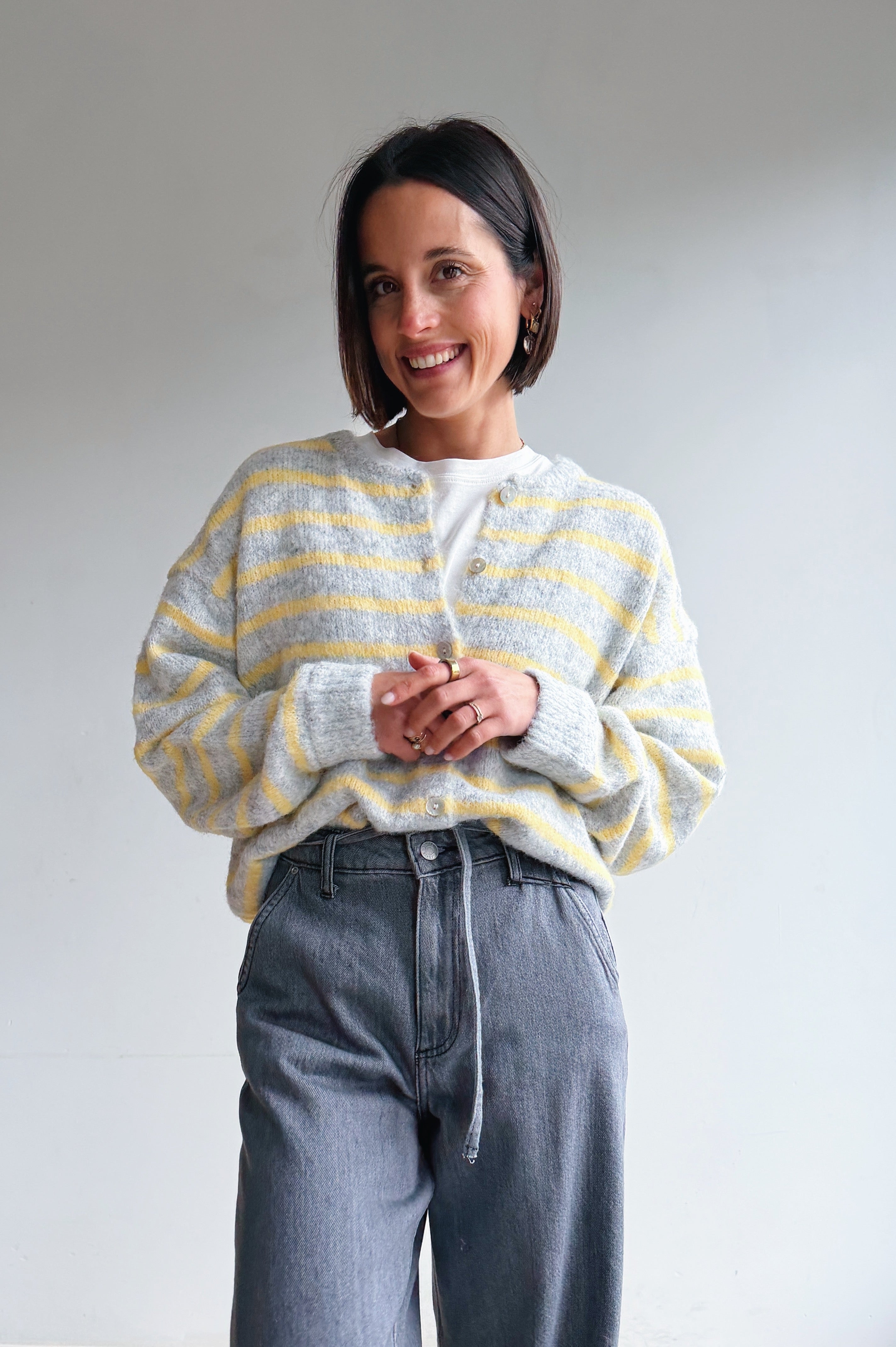 Vicky gilet grijs/geel