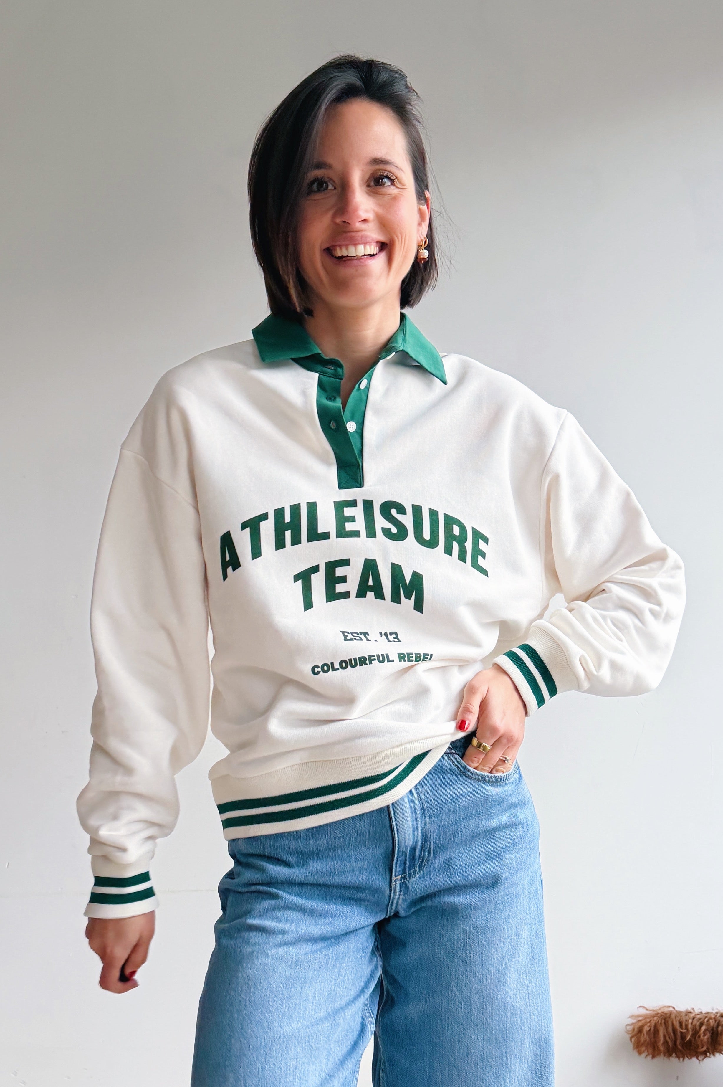 Athletic polo sweater