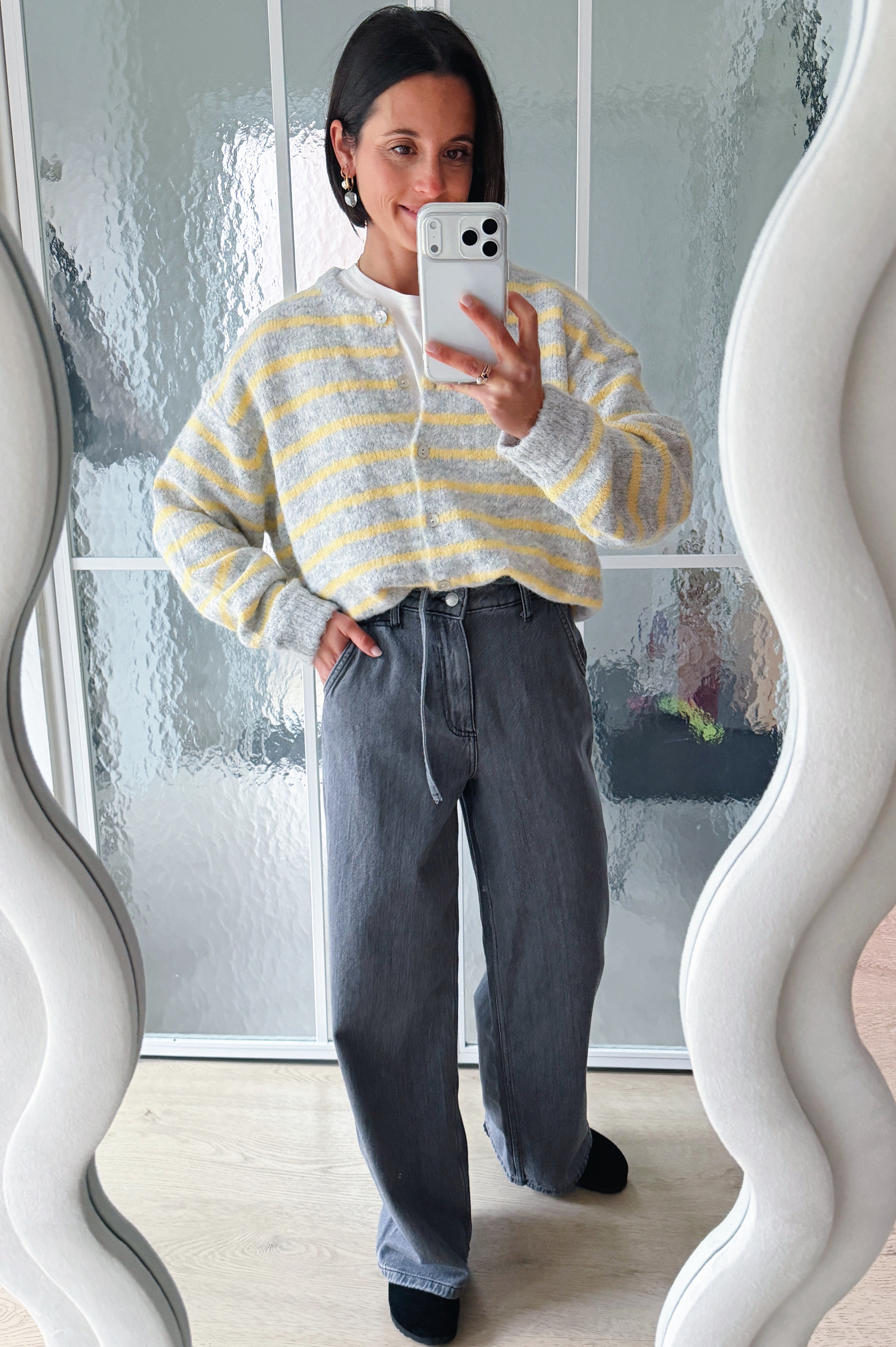 Vicky gilet grijs/geel