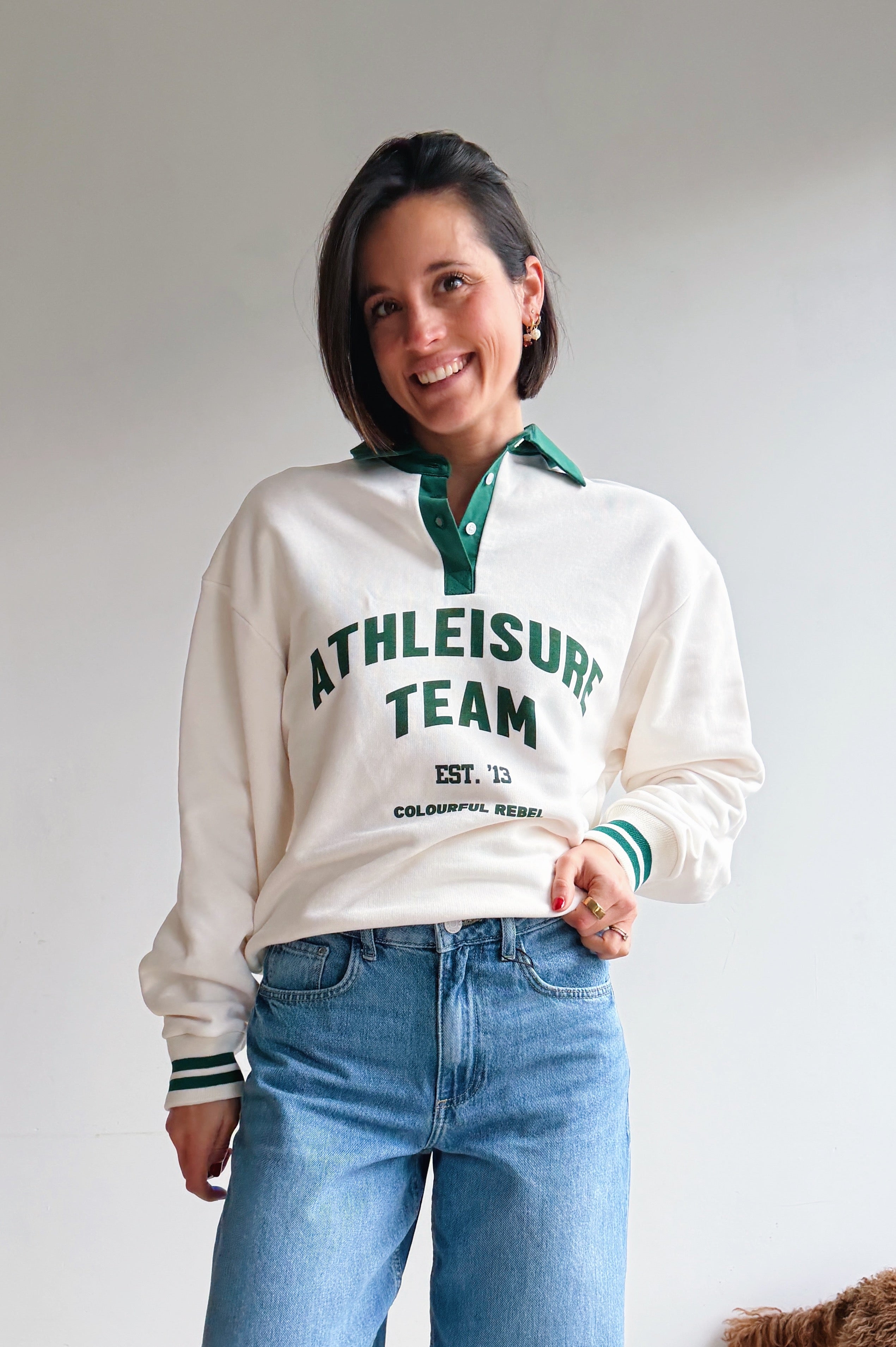 Athletic polo sweater