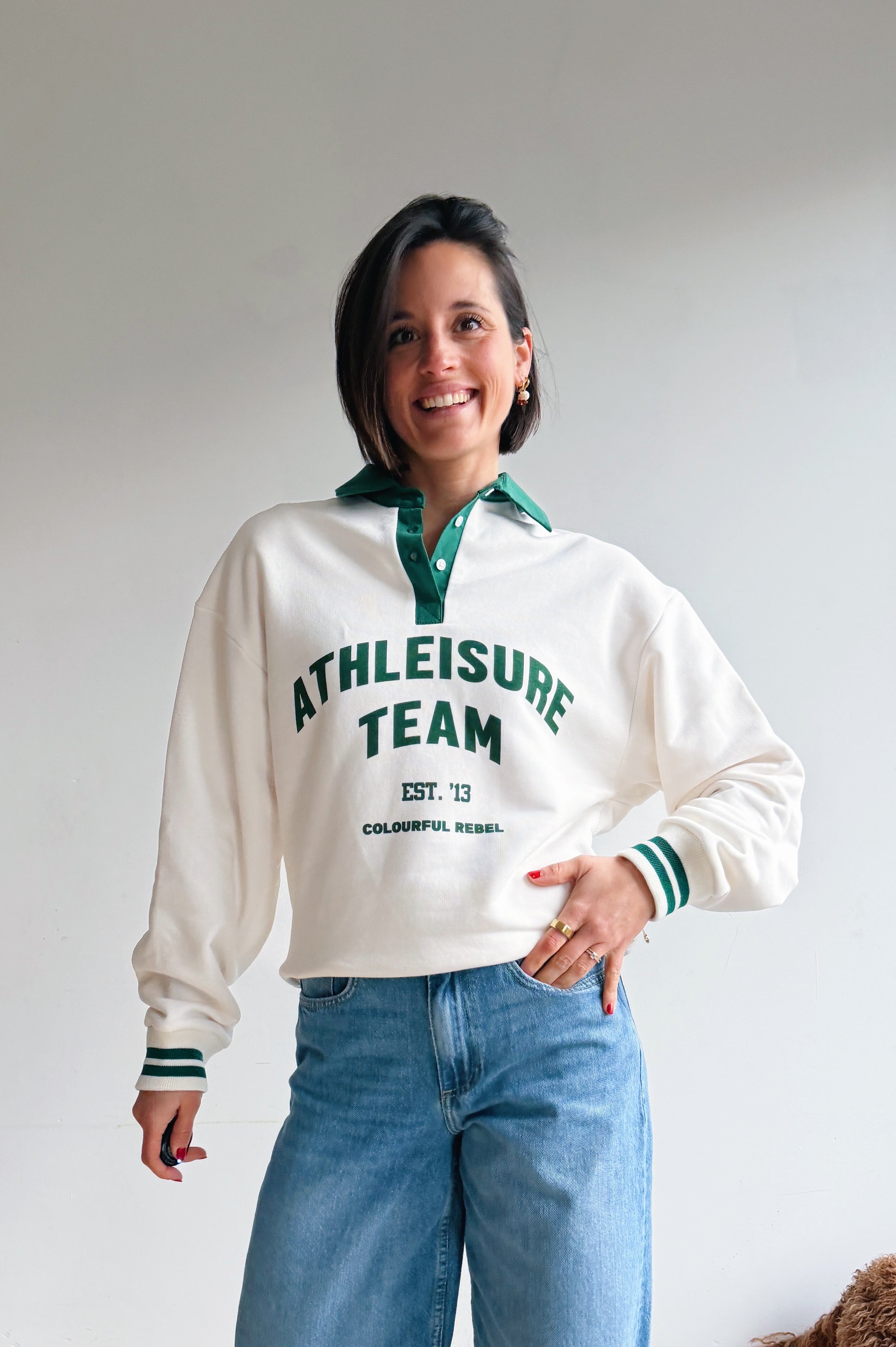 Athletic polo sweater