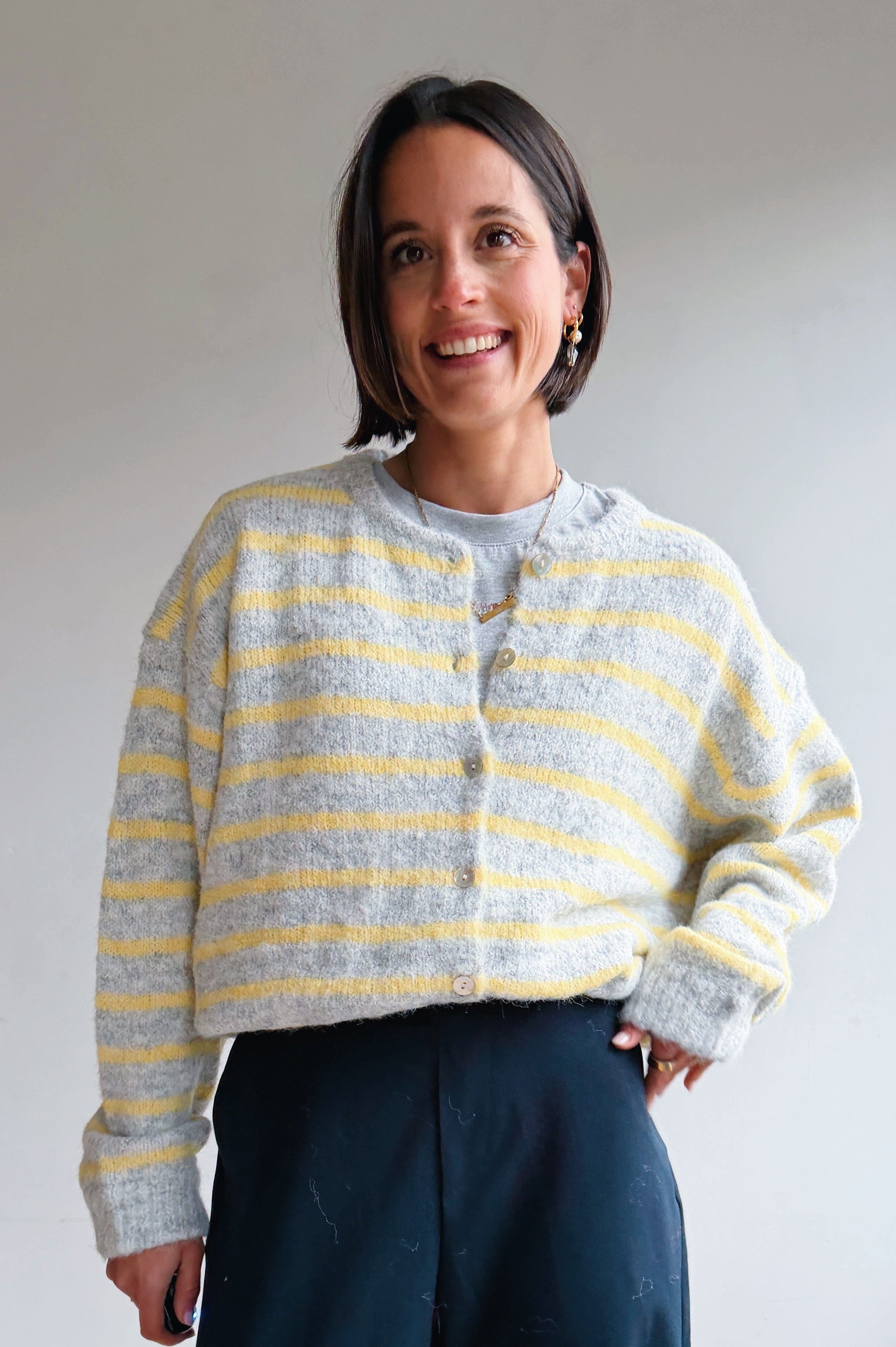 Vicky gilet grijs/geel