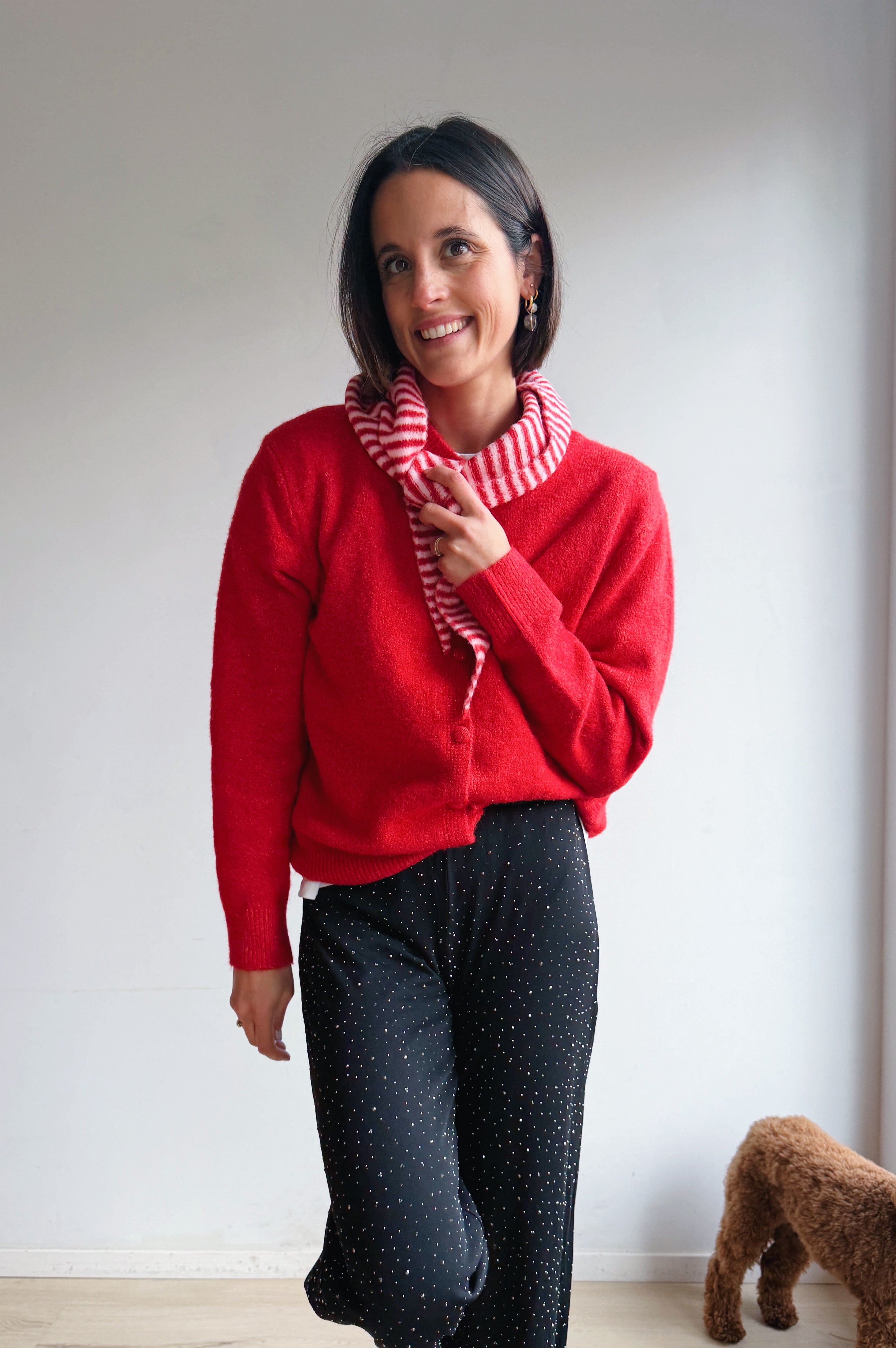 Melly gilet + sjaaltje rood