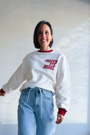Pull ras-du-cou côtelé à logo