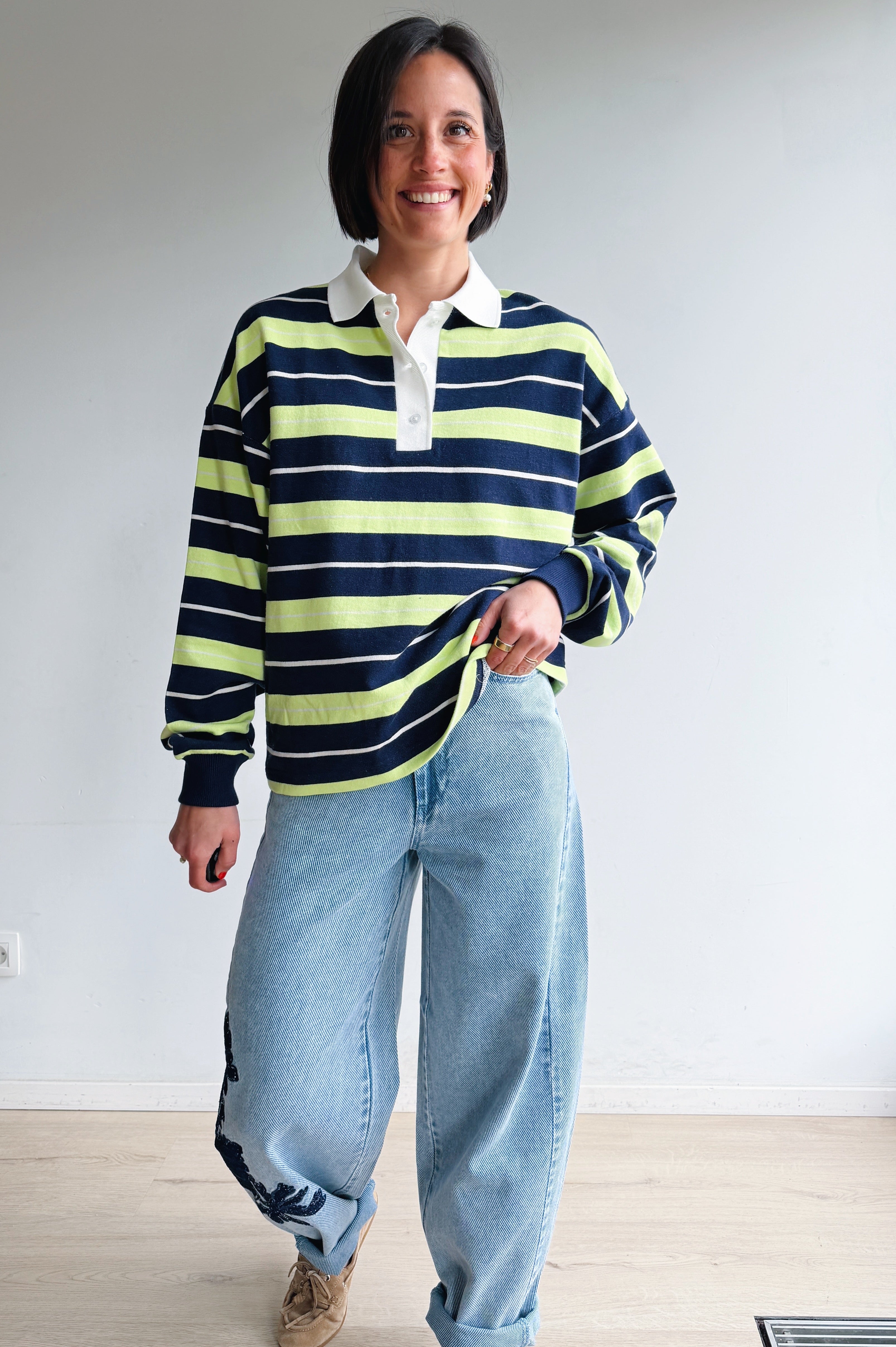 Sweep polo limoen blauw