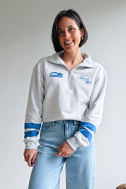 Logo stripes zip sweater