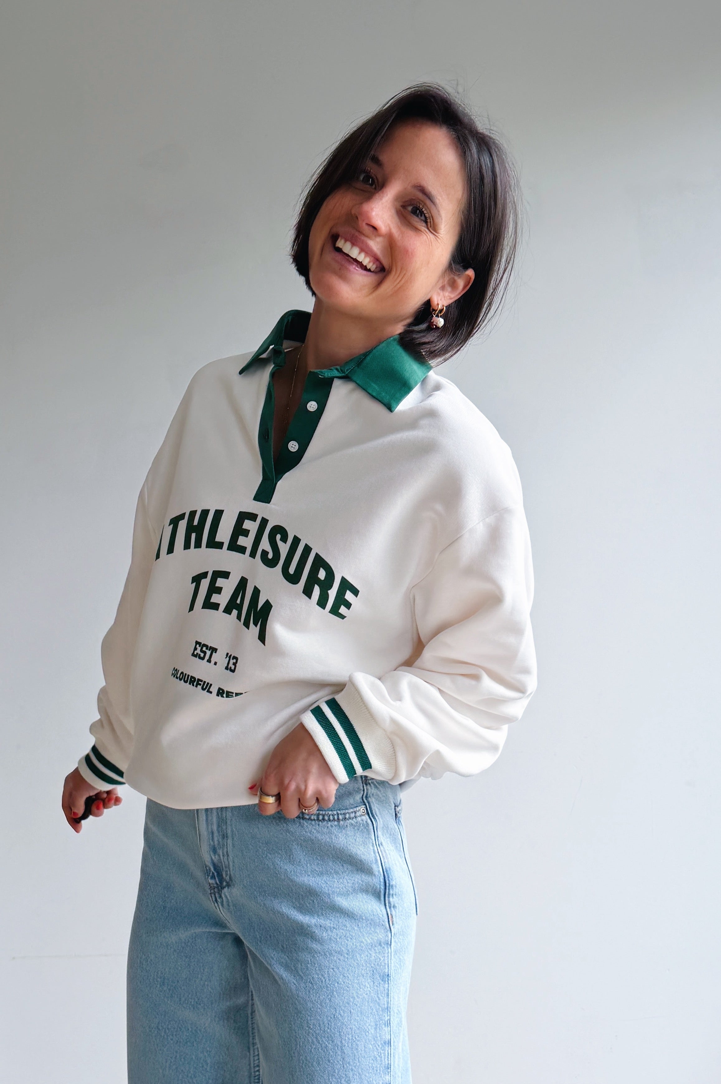 Athletic polo sweater