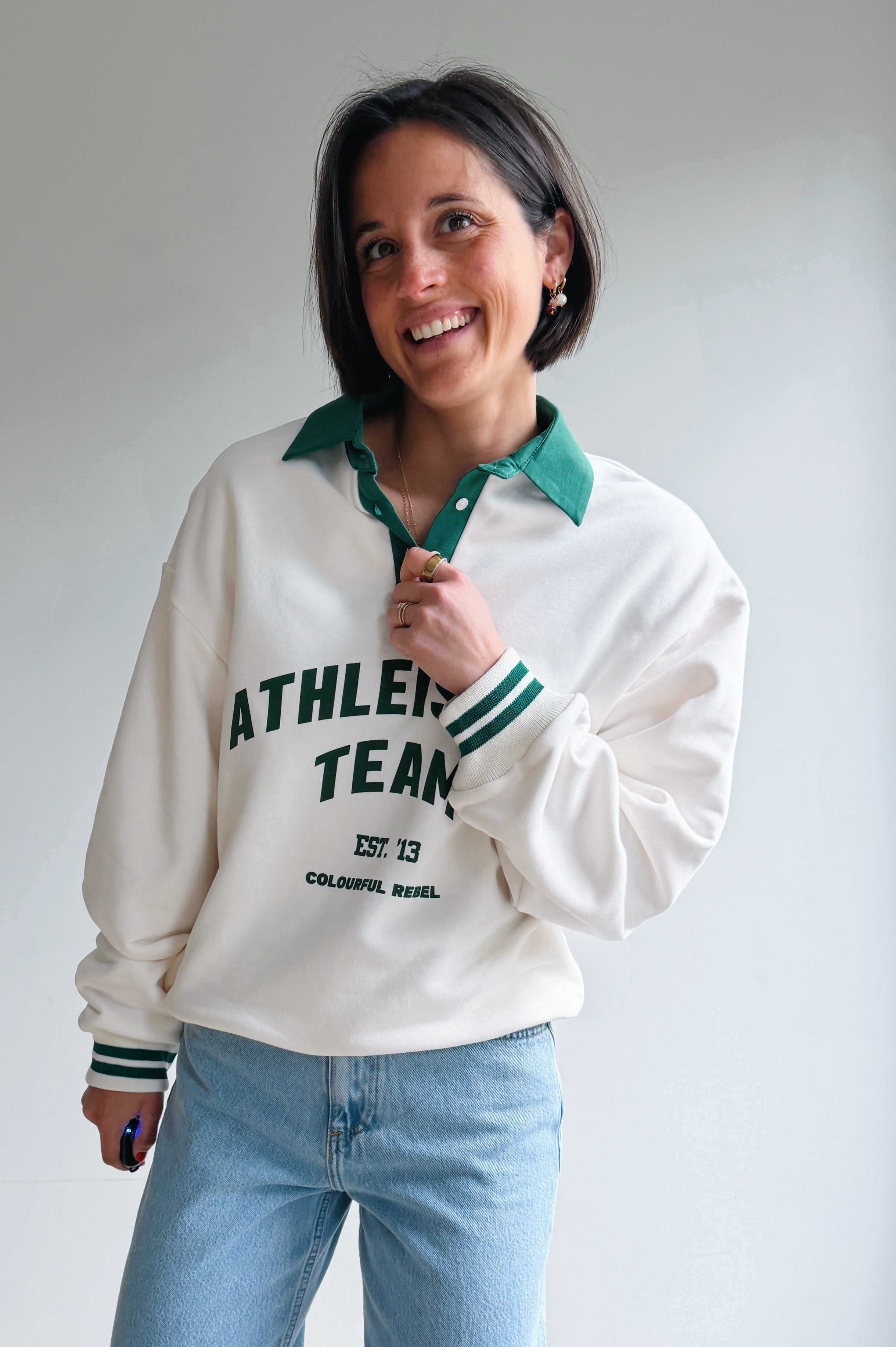 Athletic polo sweater