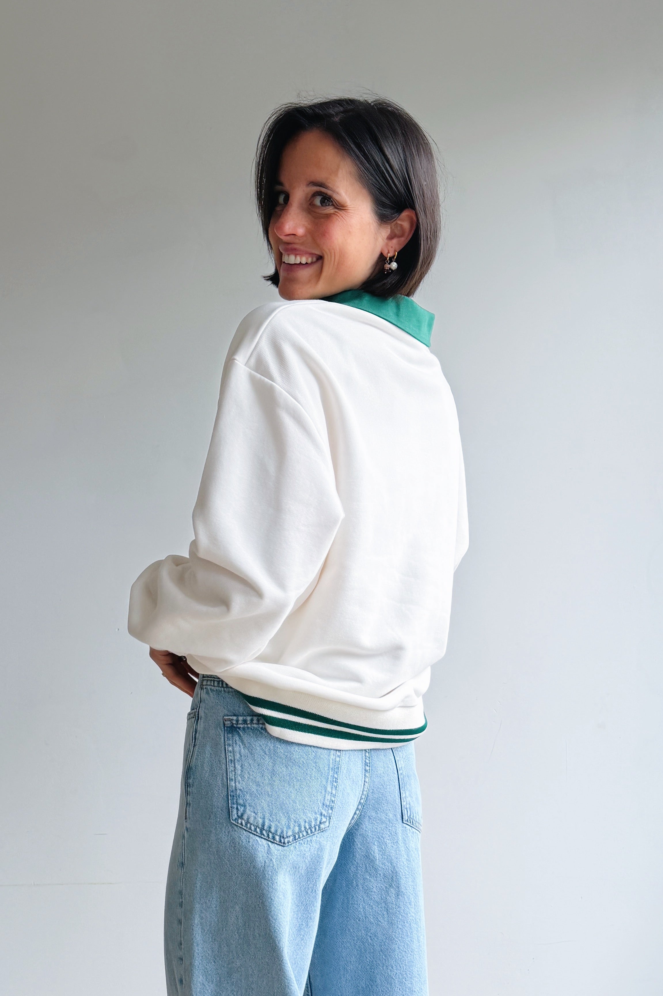 Athletic polo sweater