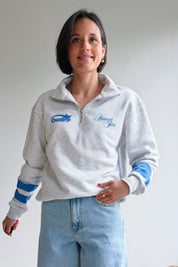 Logo stripes zip sweater