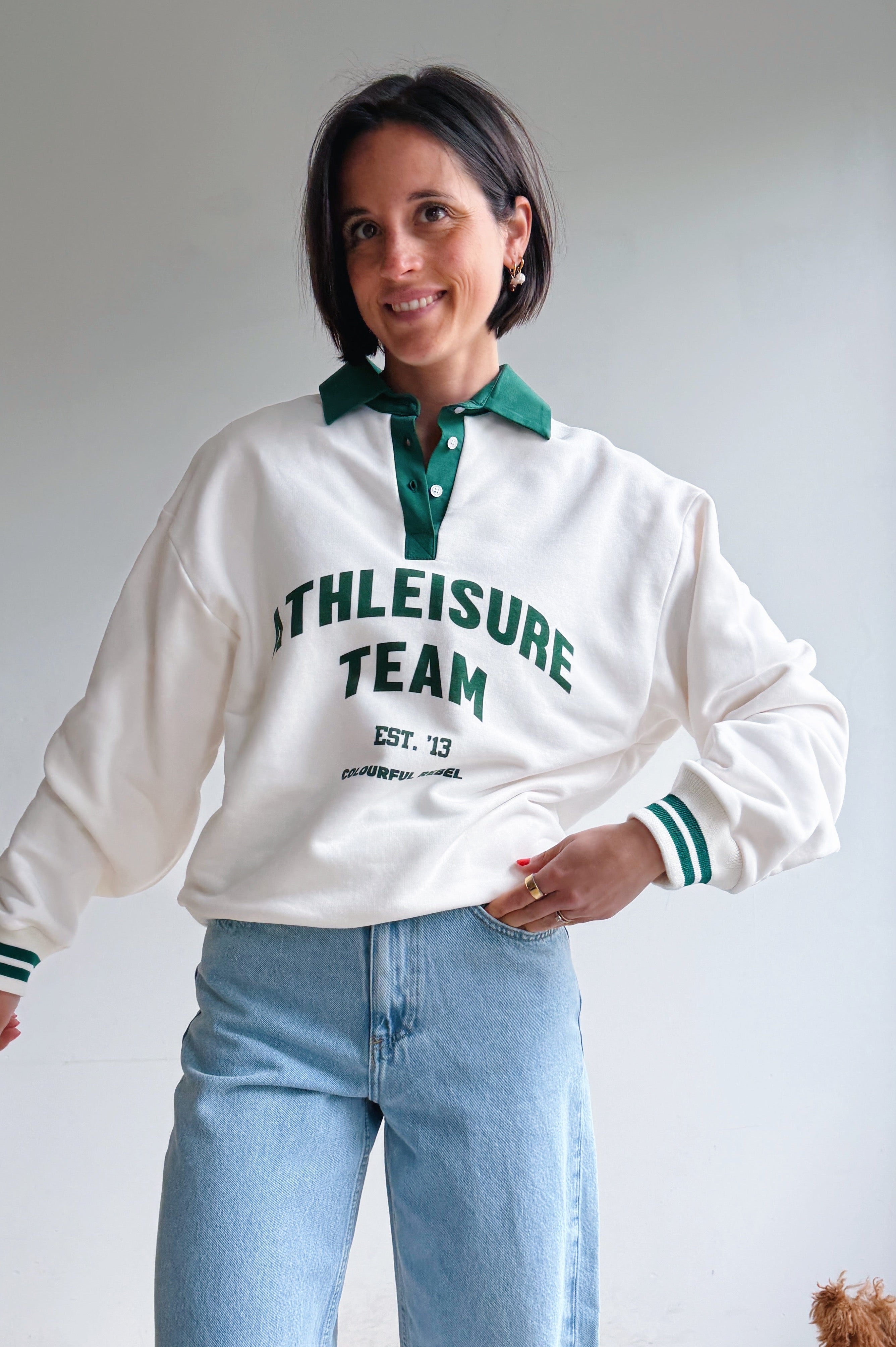 Athletic polo sweater