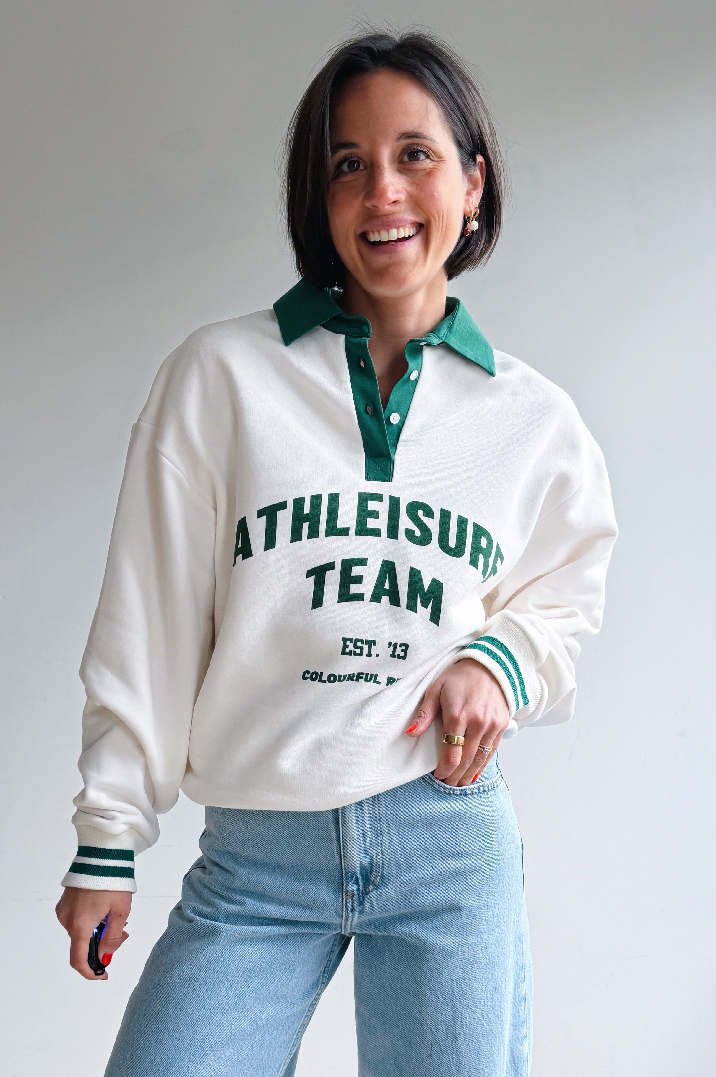 Athletic polo sweater