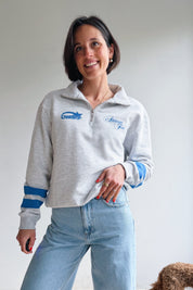 Logo stripes zip sweater