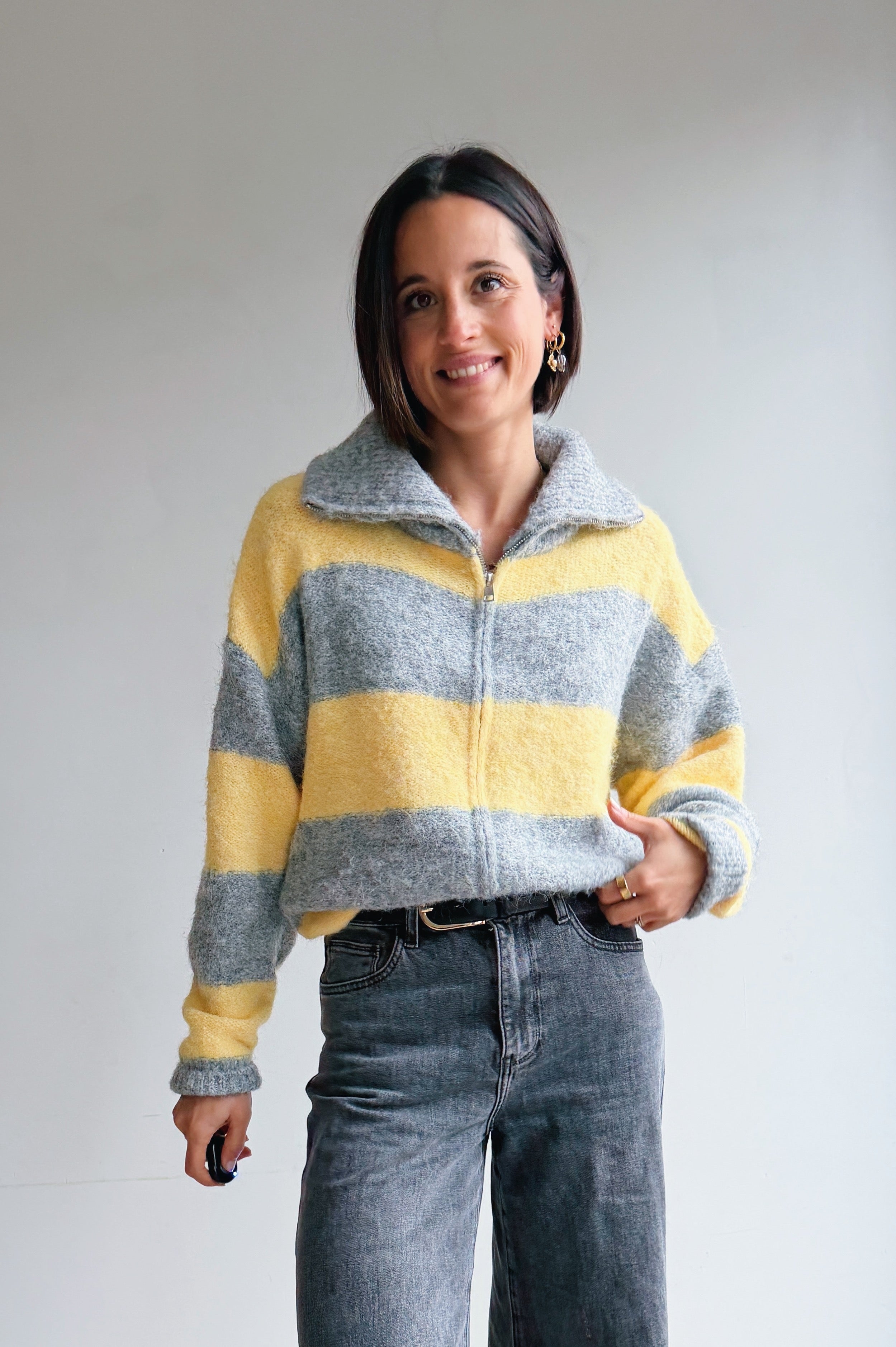 Mikela trui geel/grijs