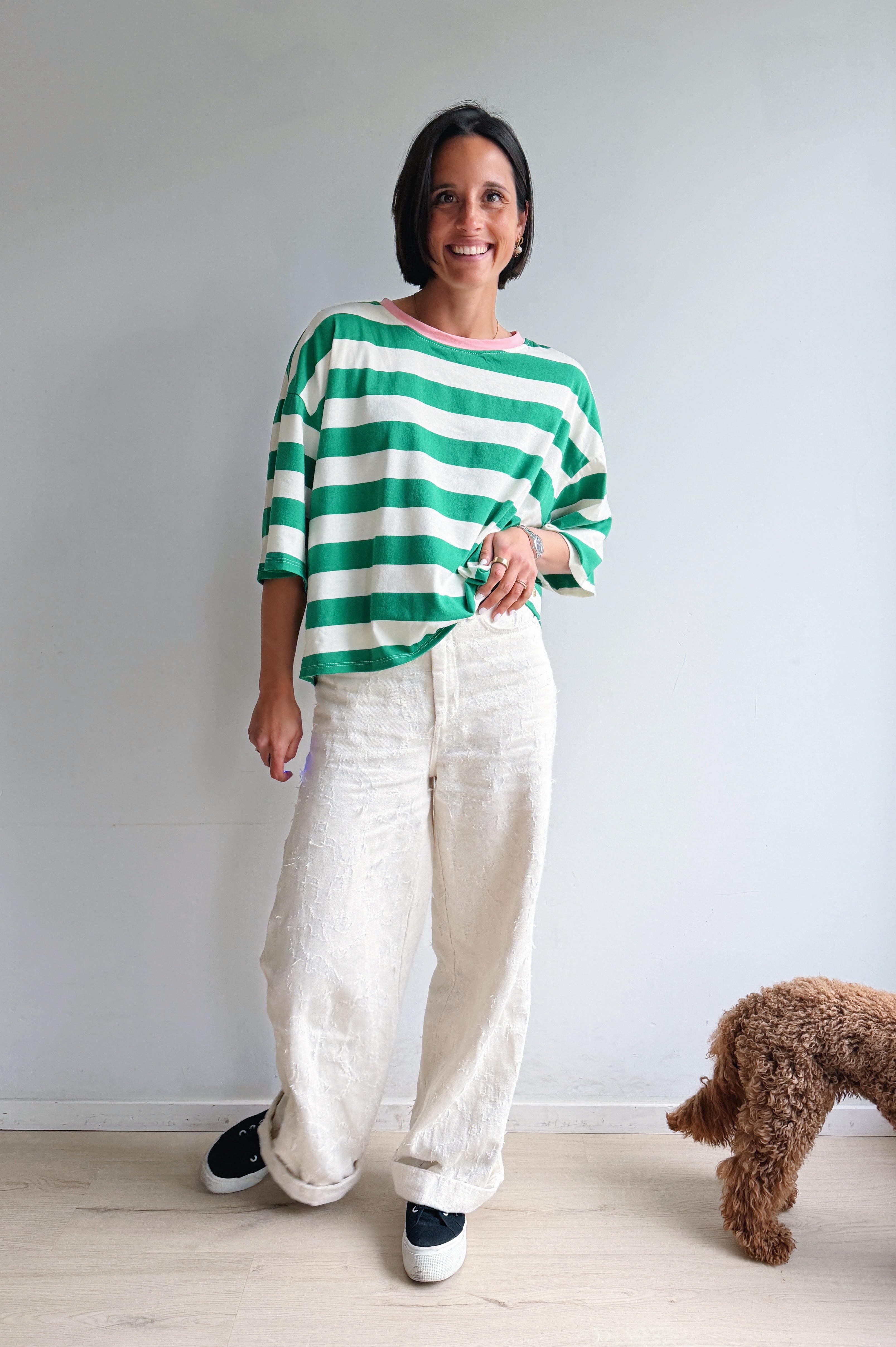 Lovi t-shirt wit groen