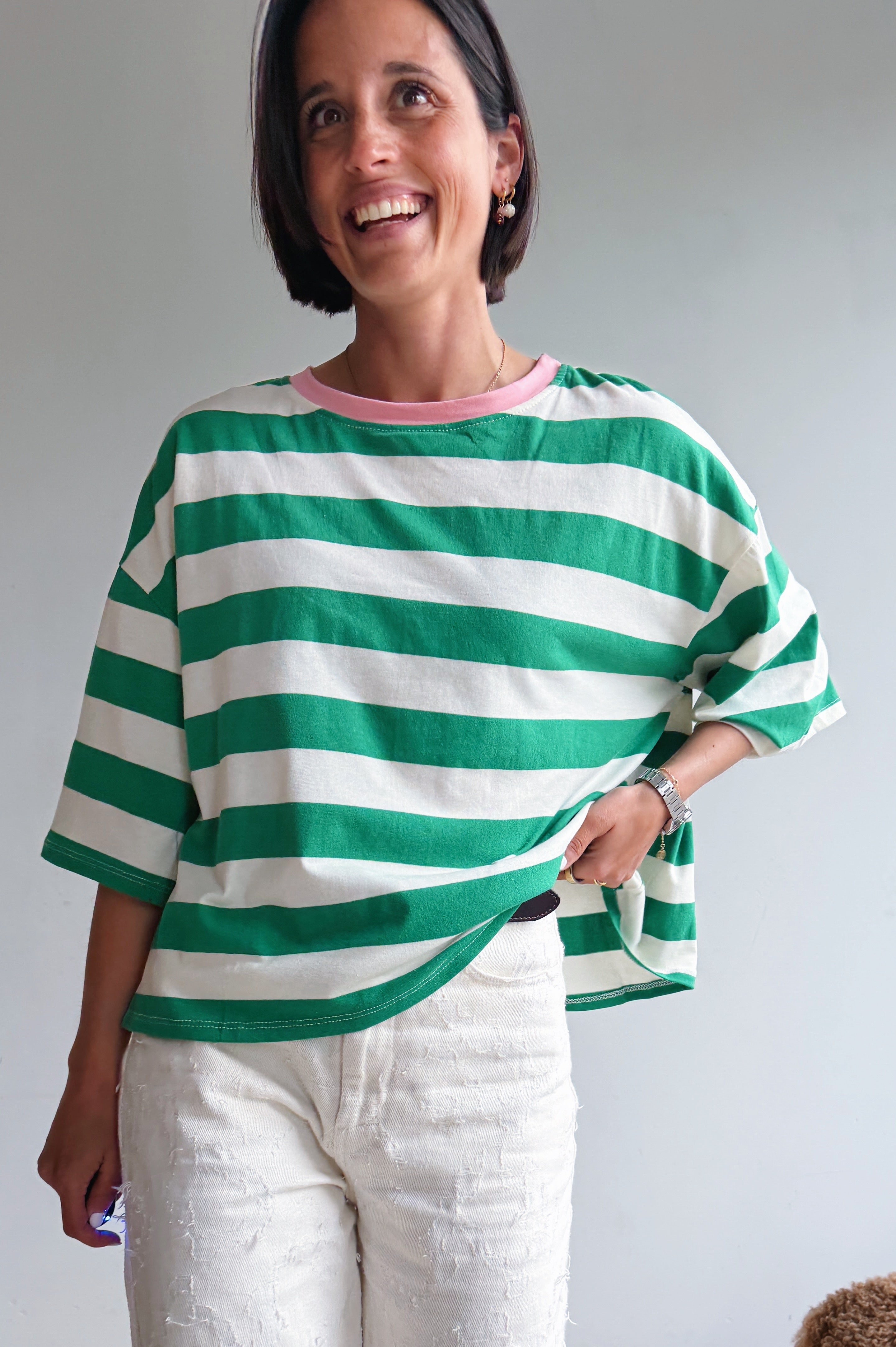 Lovi t-shirt wit groen