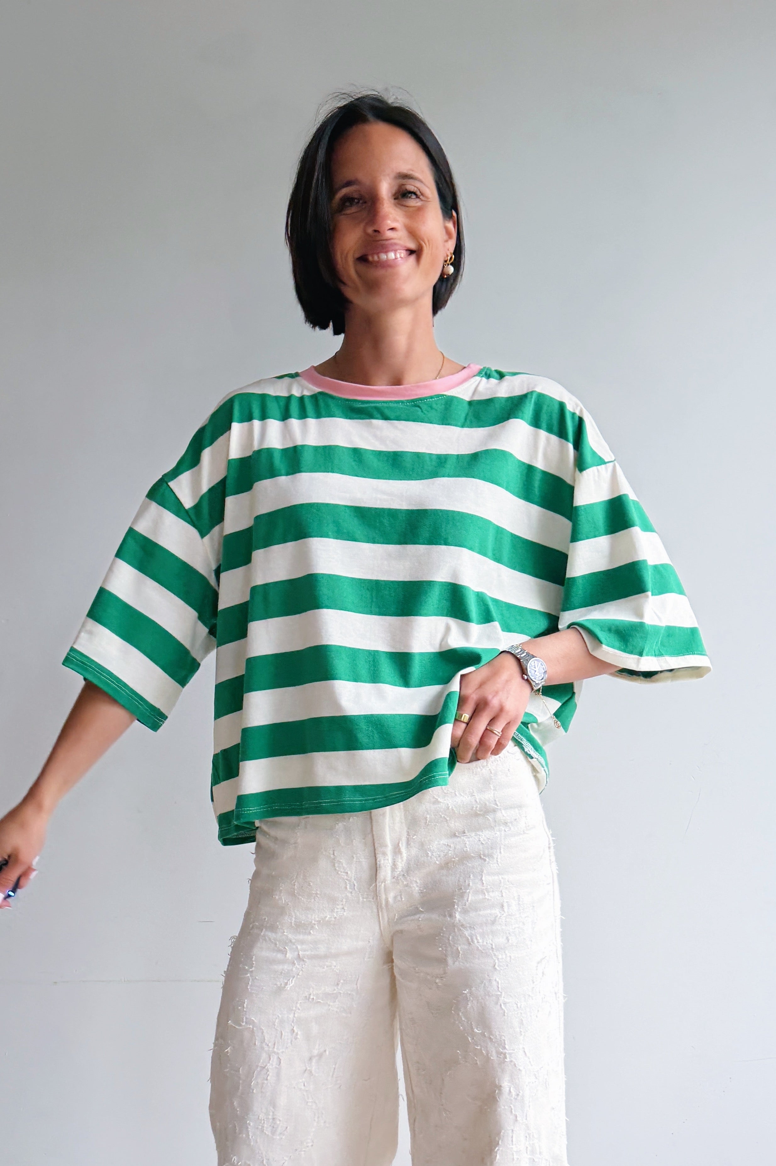 Lovi t-shirt wit groen