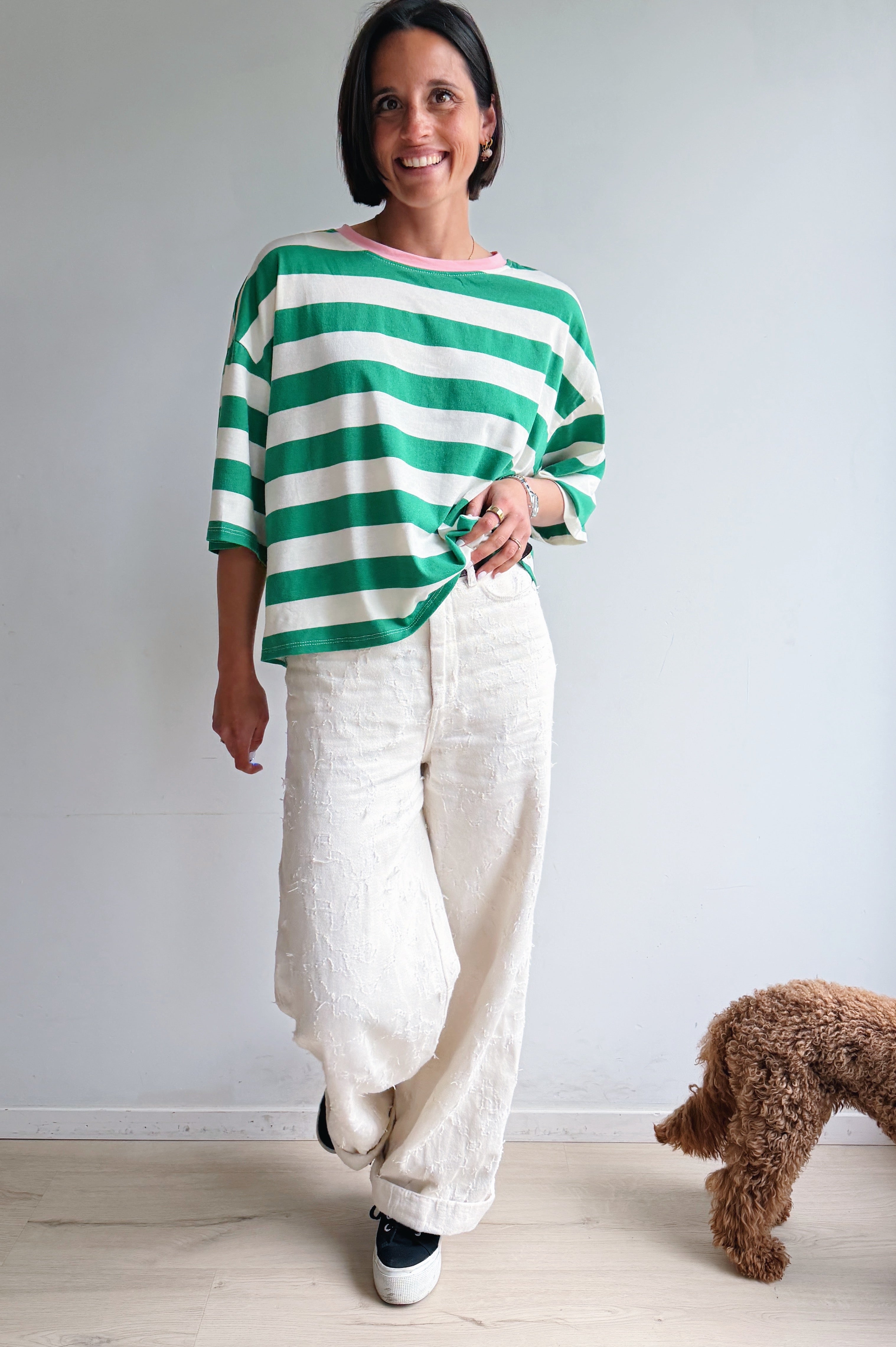Lovi t-shirt wit groen