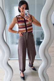 Clara barrel jeans chocolade