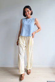 Falakka linnen top blauw