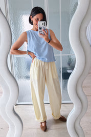 Falakka linnen top blauw
