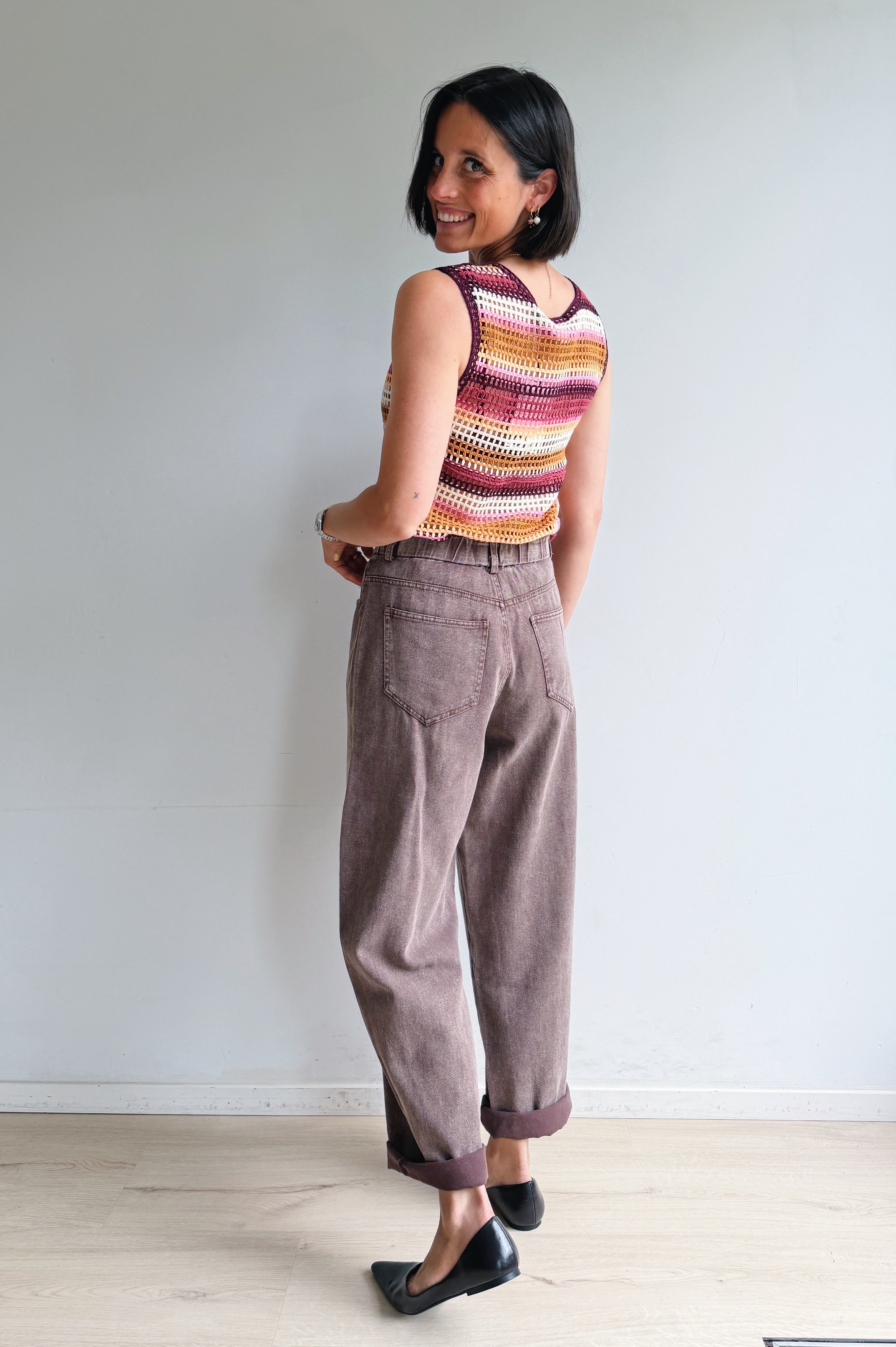 Clara barrel jeans chocolade